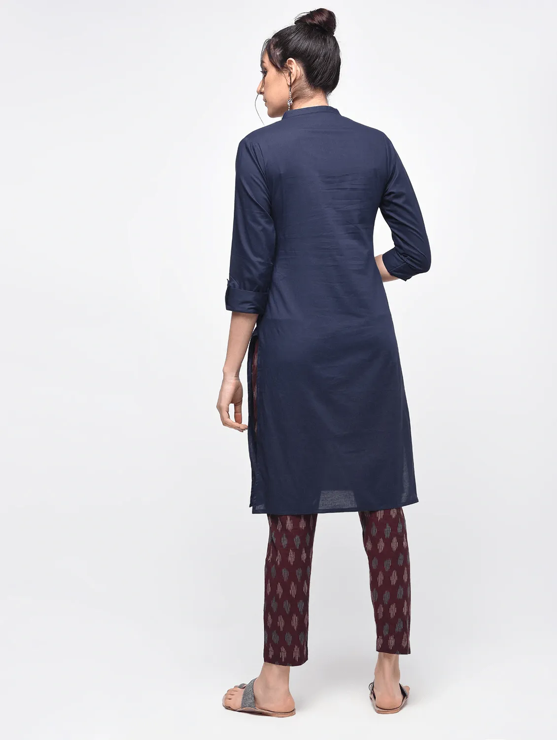 Lemon Tart Clothing LTK23 Button Neck Kurti - Navy Blue
