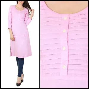 Lemon Tart Clothing LTK87 Pintuck Detail Stitched Kurti - Pink