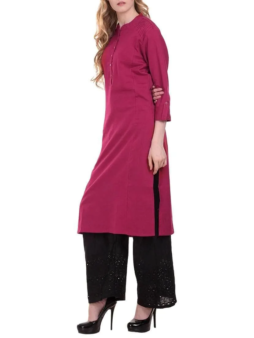 Lemon Tart Clothing LTK89 Pintuck Detail Stitched Kurti - Pink