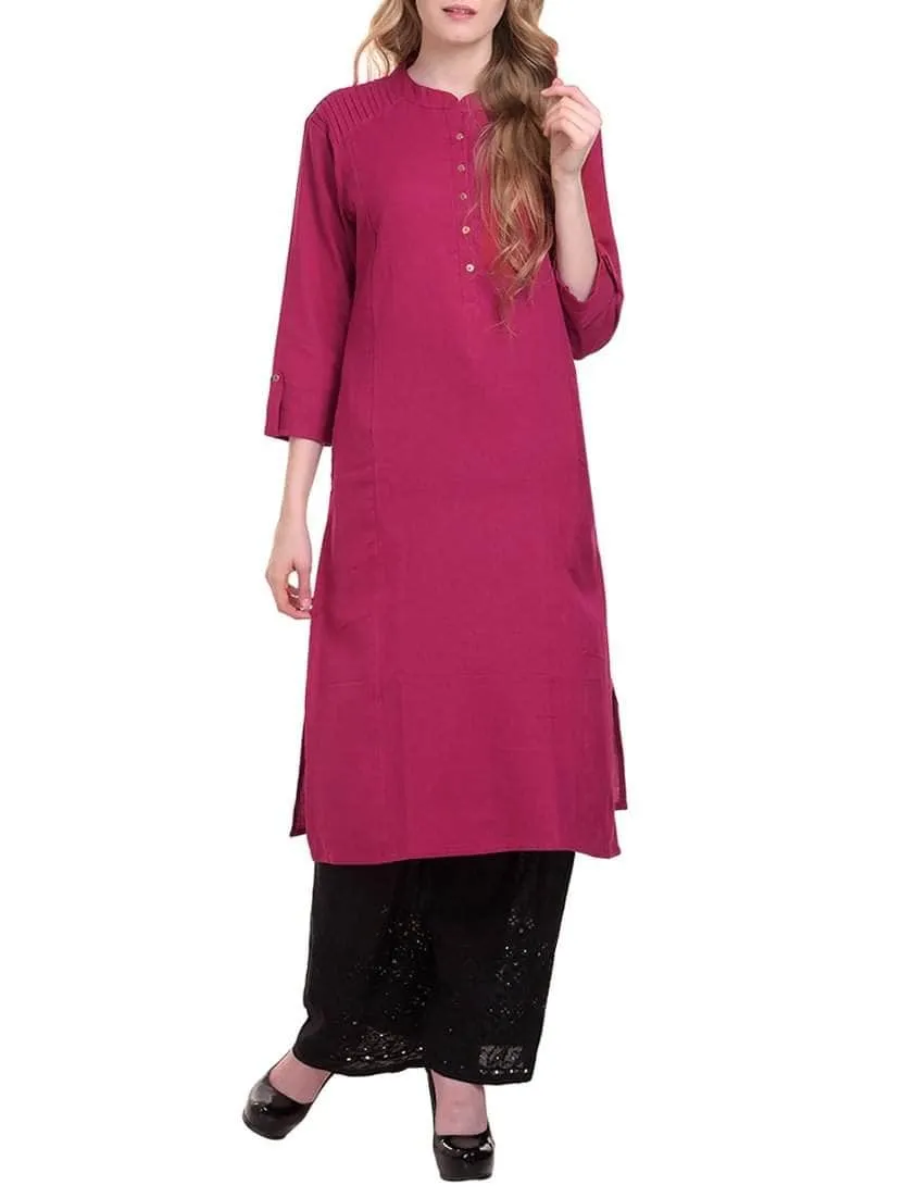 Lemon Tart Clothing LTK89 Pintuck Detail Stitched Kurti - Pink