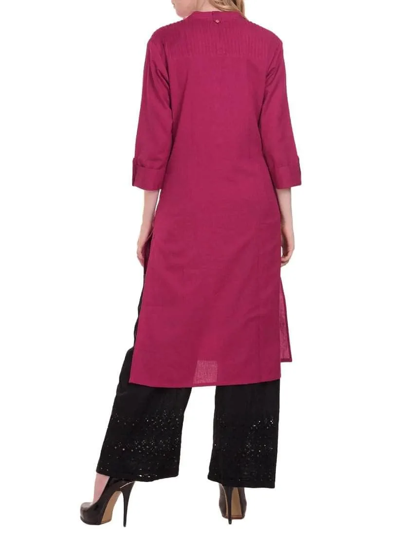 Lemon Tart Clothing LTK89 Pintuck Detail Stitched Kurti - Pink