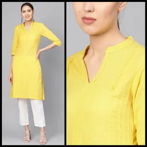Lemon Tart Clothing LTK92 Stitch Detail Stitched Kurti - Yellow