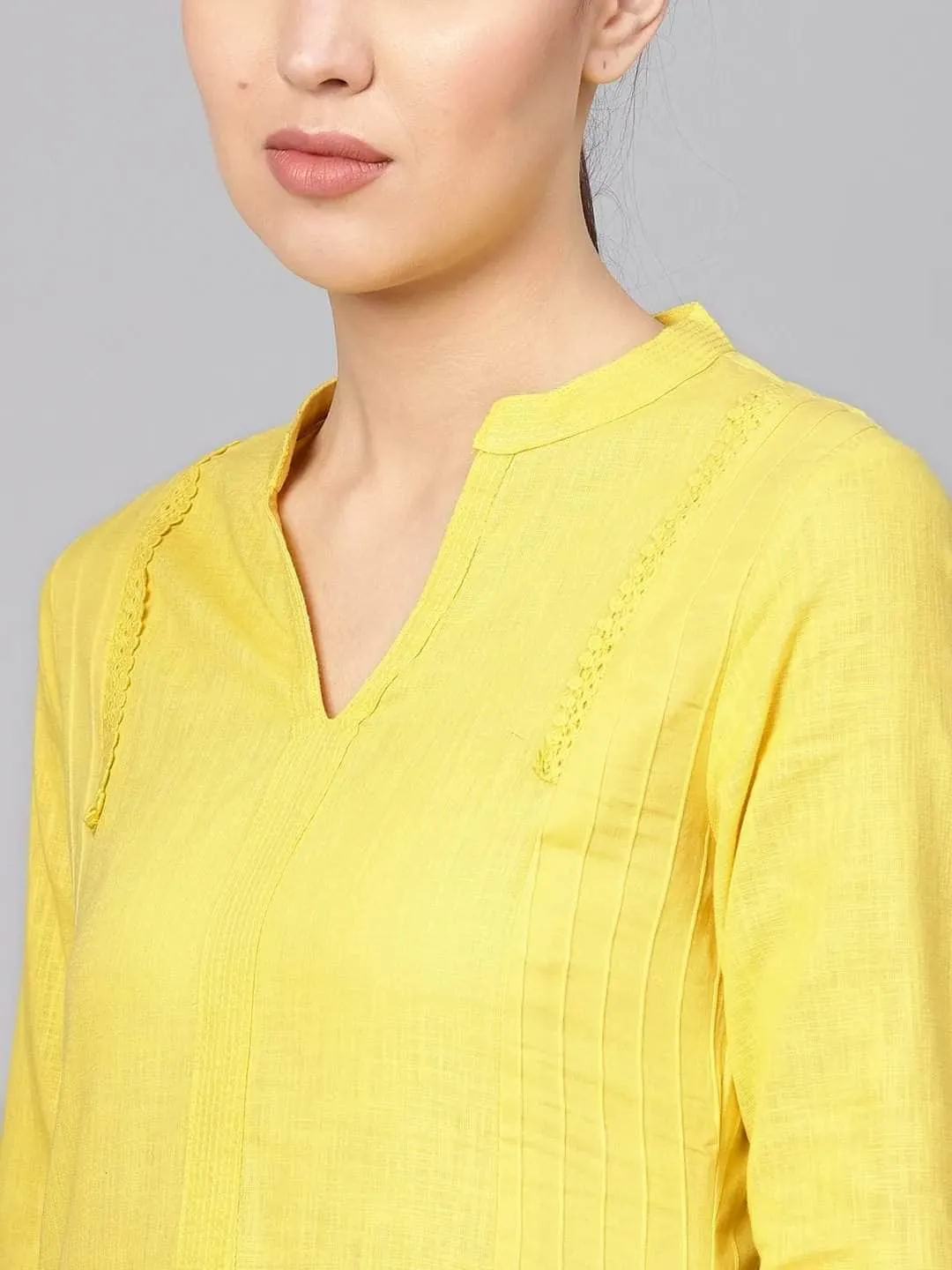 Lemon Tart Clothing LTK92 Stitch Detail Stitched Kurti - Yellow