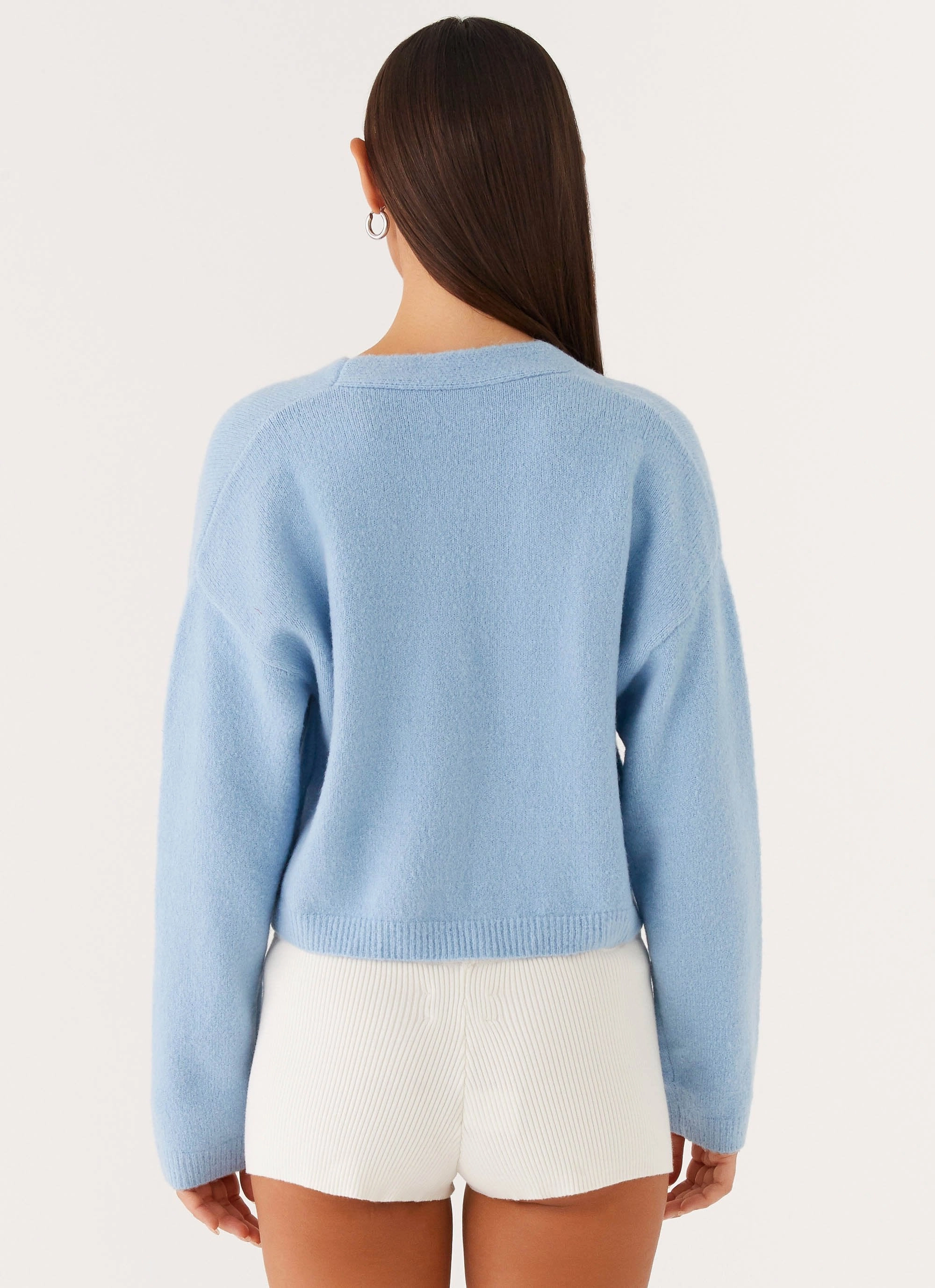 Lenka Oversized Cardigan - Blue Low Profile Fastening