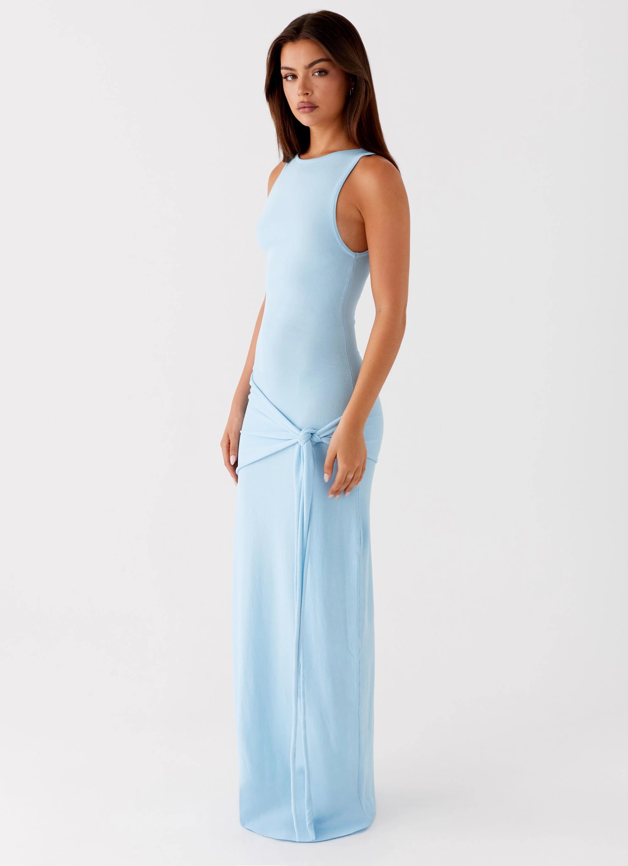 Glossy-Finish Leona Maxi Dress - Turquoise