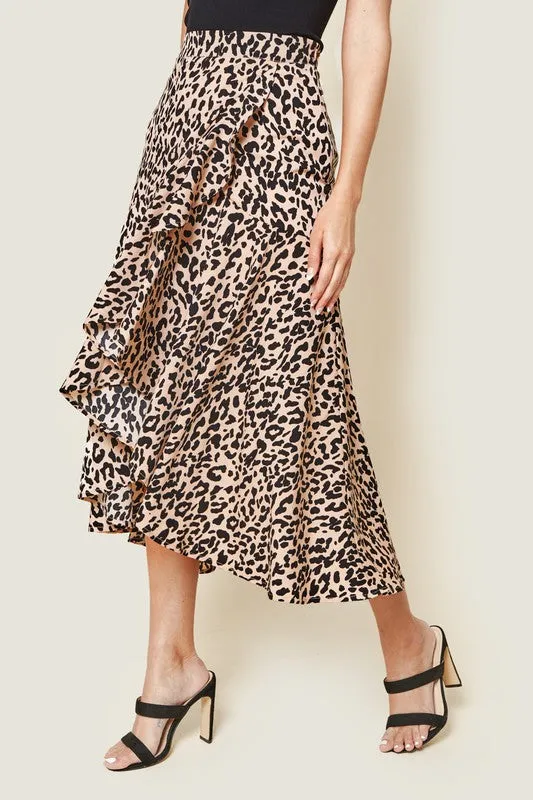 Leopard Print Midi Skirt