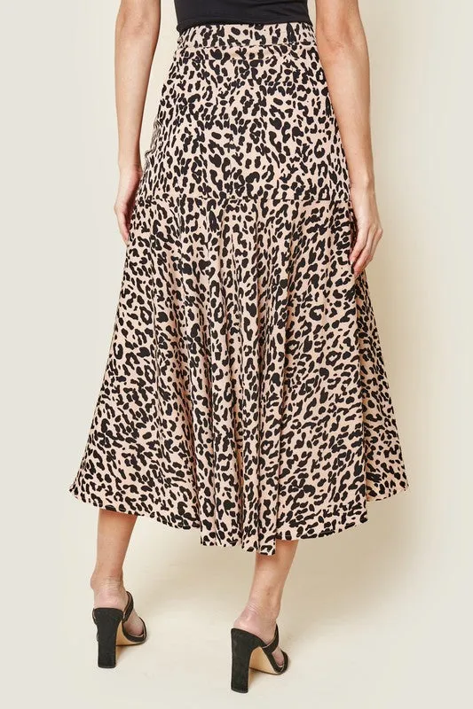Leopard Print Midi Skirt