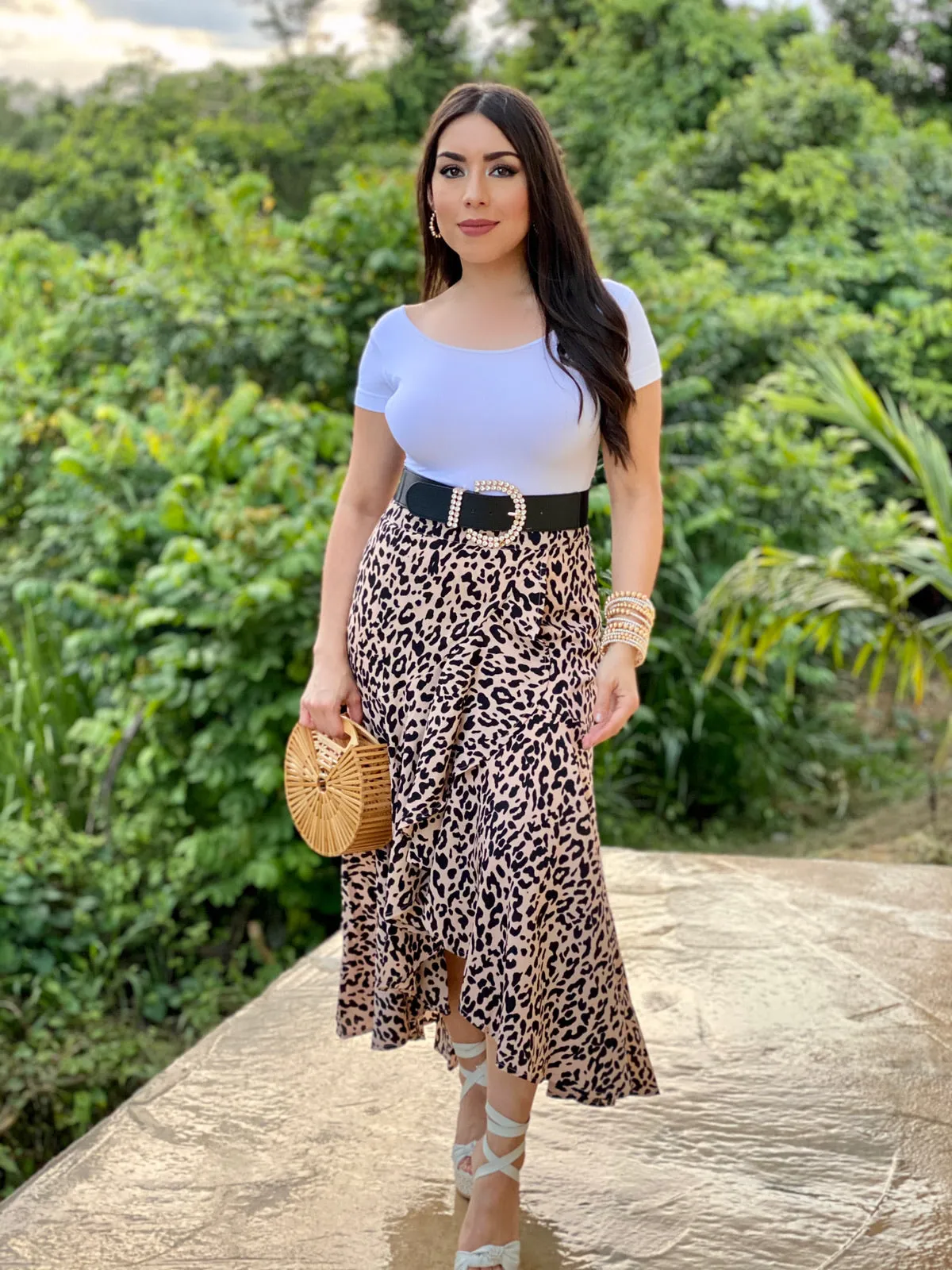 Leopard Print Midi Skirt
