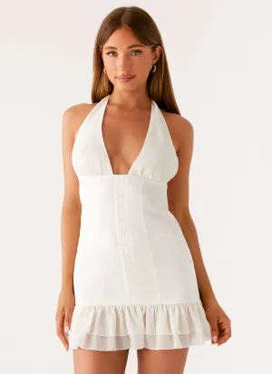 Subtle tone Lets Pretend Halterneck Mini Dress - Cream