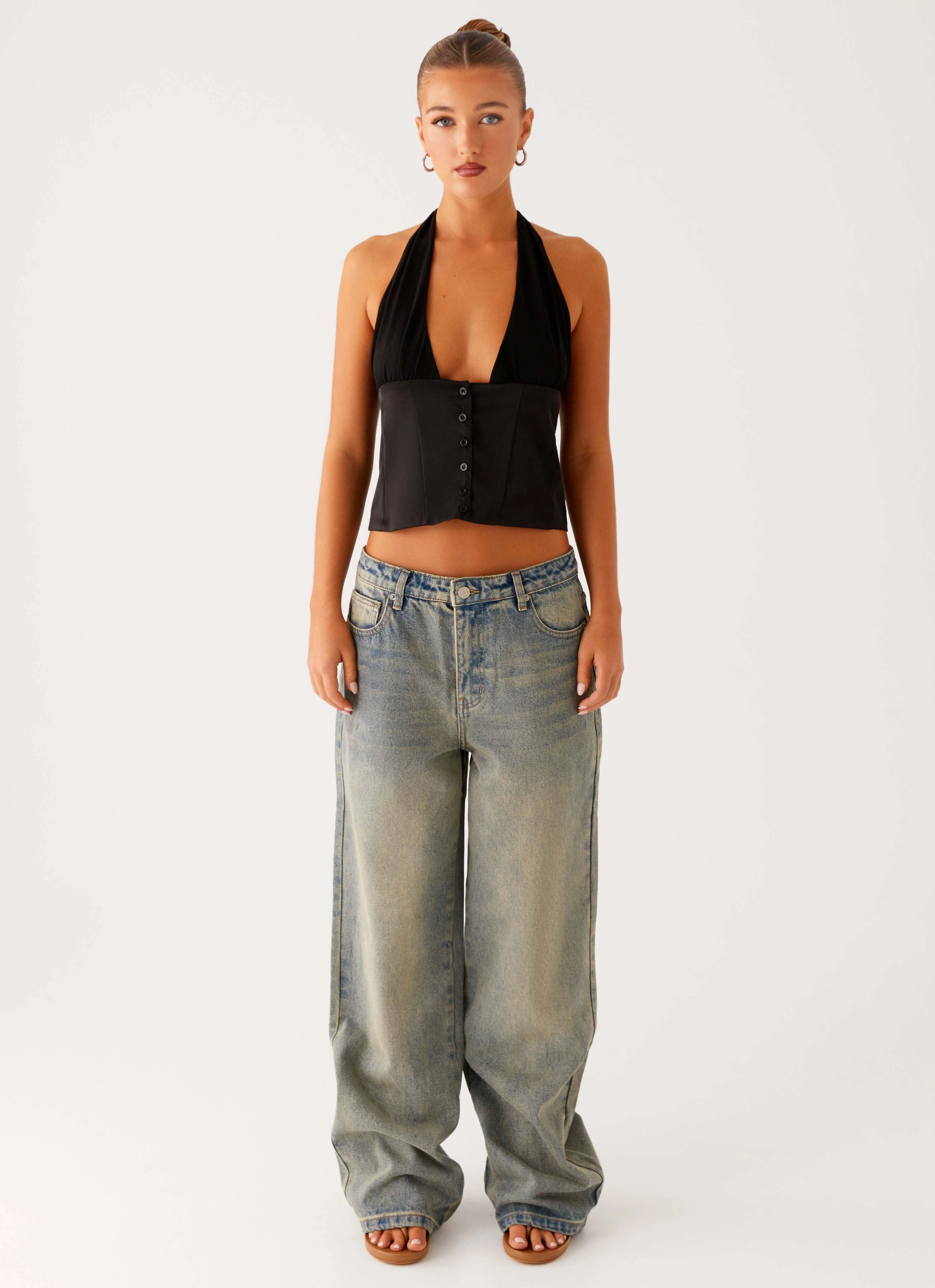 QuickReleaseFastenings NonScratchyLining Lets Pretend Halterneck Top - Black
