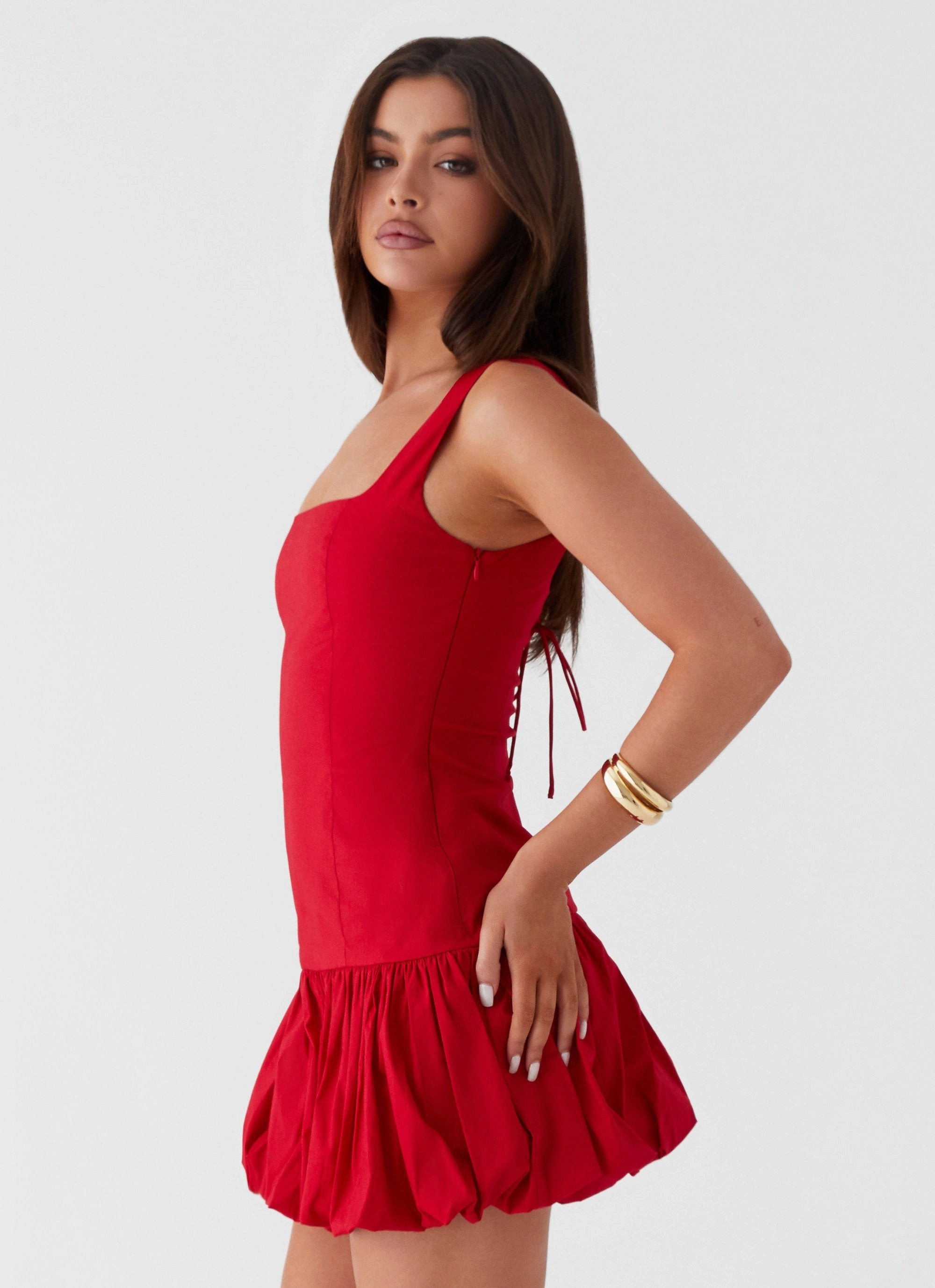 Lexy Mini Dress - Red Flattering Layers Sporty-Look
