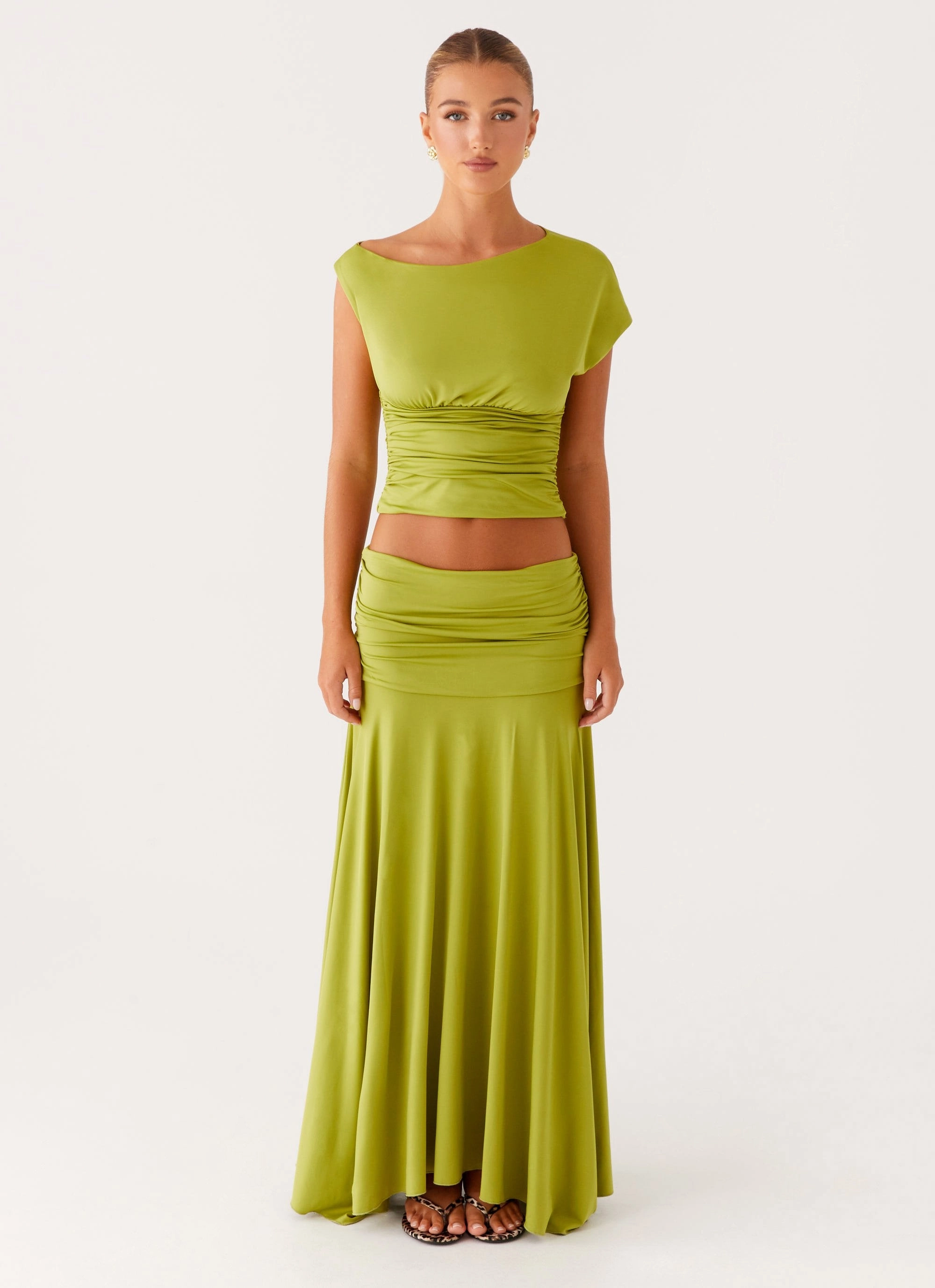 Cozy Sweater Breathable Mesh Back Liana Asym Top - Green