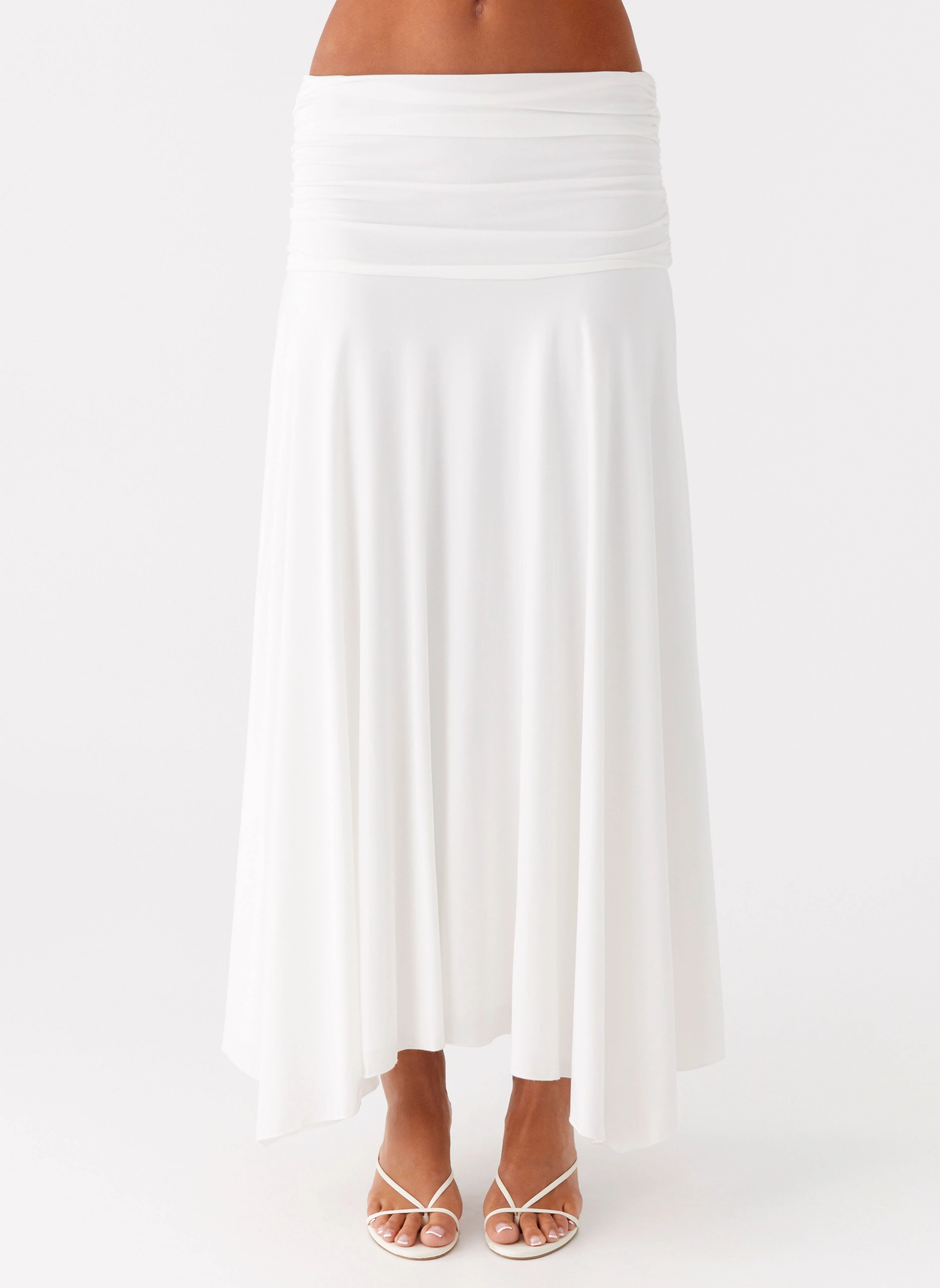 Liana Ruched Maxi Skirt - White Day To Night