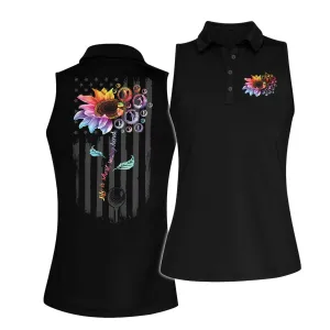 Life Is Short Swing Hard Sunflower Golf Women Sleeveless Polo Shirt,  Polo Shirts for Women Sleeveless Summer Sports