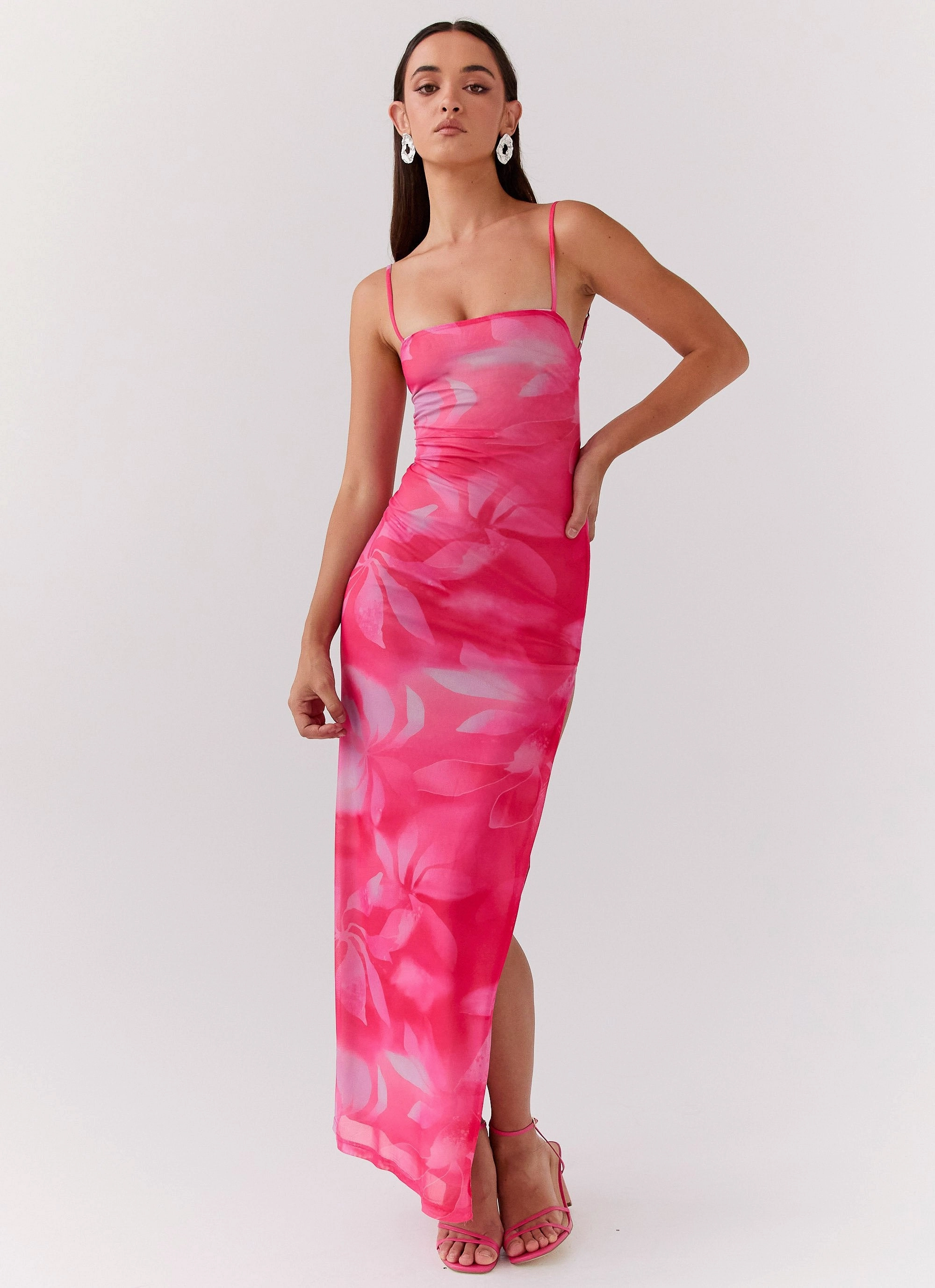 Life In Pink Maxi Dress - Abstract Bloom Luxe Touch Clean Texture