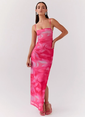 Life In Pink Maxi Dress - Abstract Bloom Luxe Touch Clean Texture