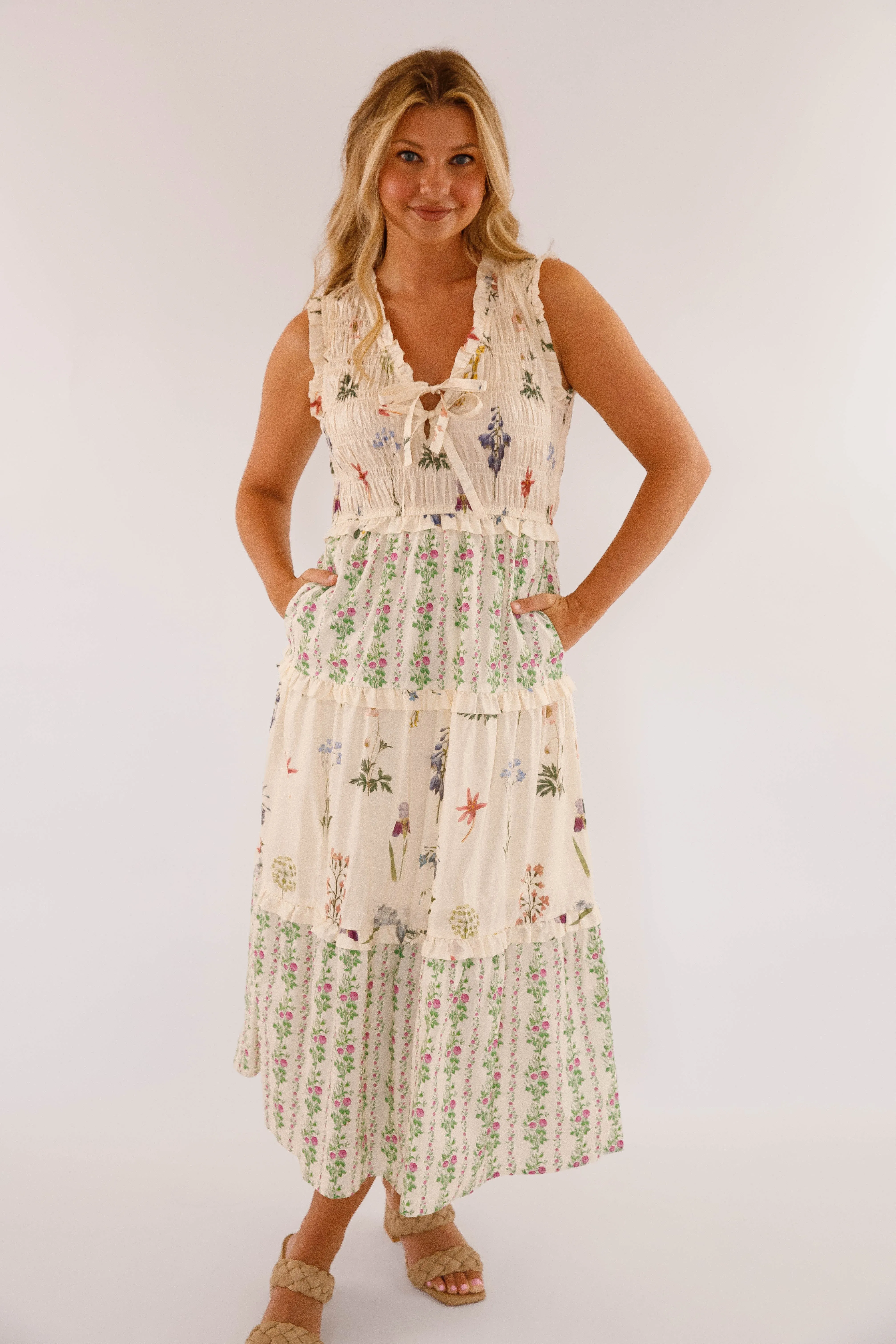 Pure Tone Walk The Estate Grounds Midi Dress