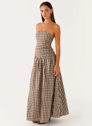 Urban Motion soft look Carmel Maxi Dress - Brown Gingham