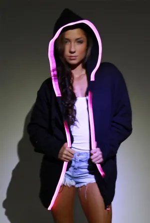 Light-up Hoodie - Black with pink el wire