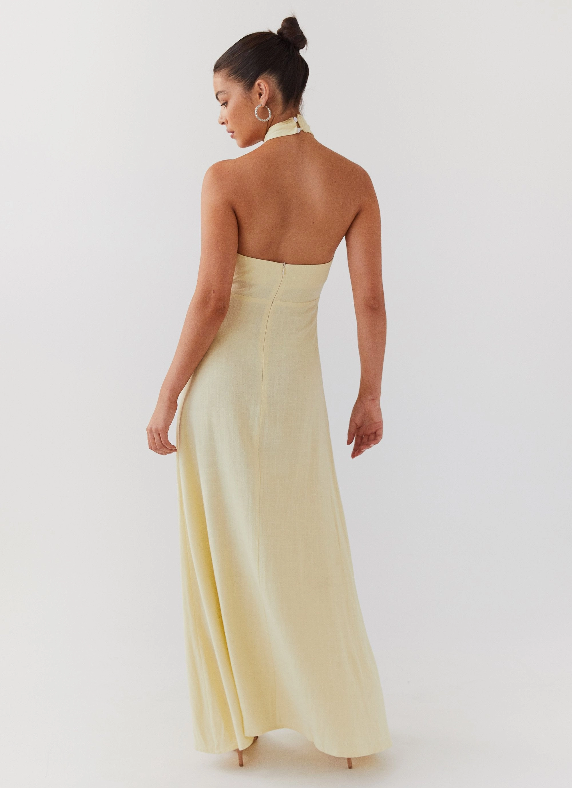 Clean Chic Stylish Touch Adrienne Linen Maxi Dress - Lemon