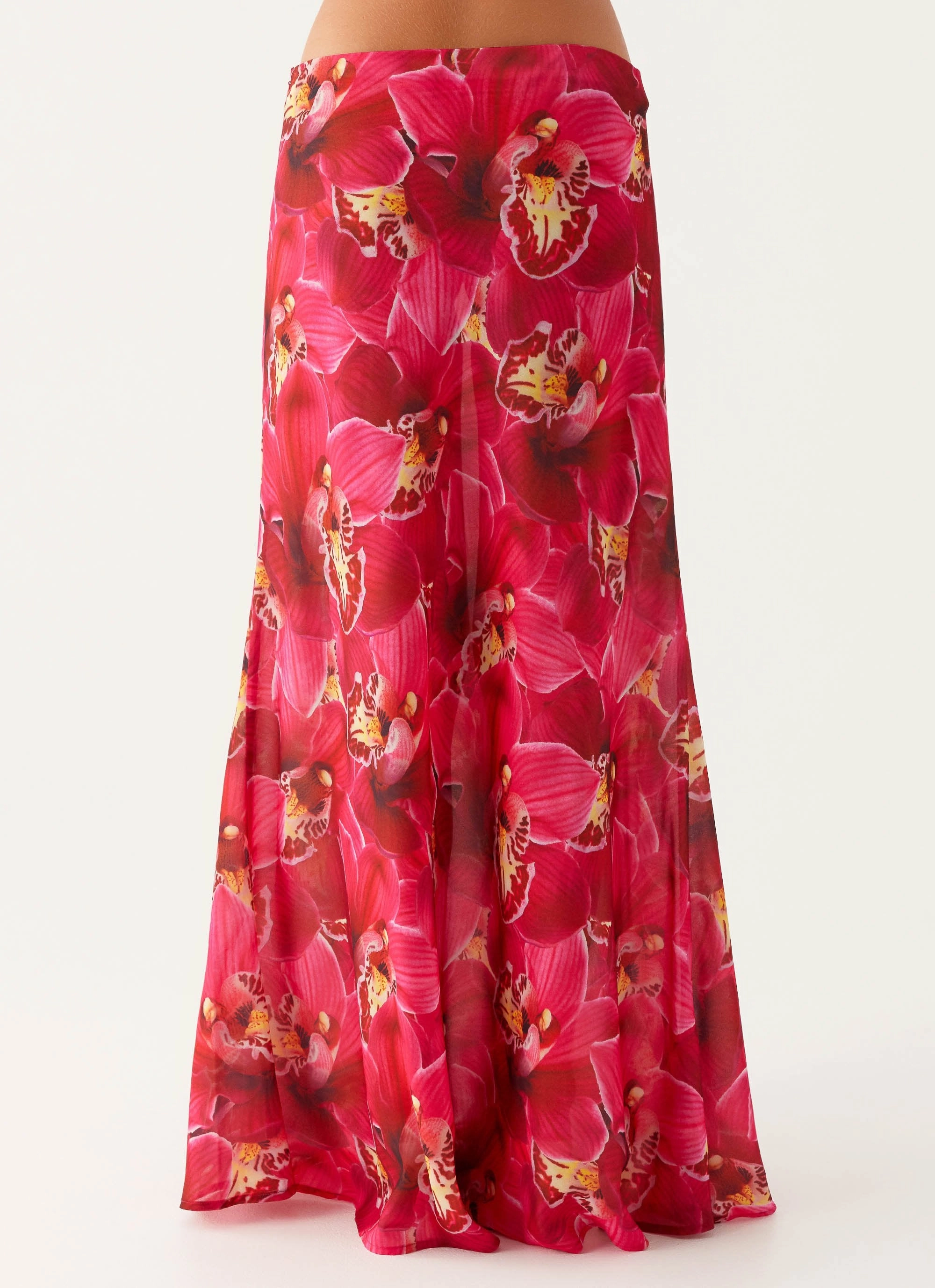 Flex Fit Rubberized Hem Ashley Maxi Skirt - Orchid Pink
