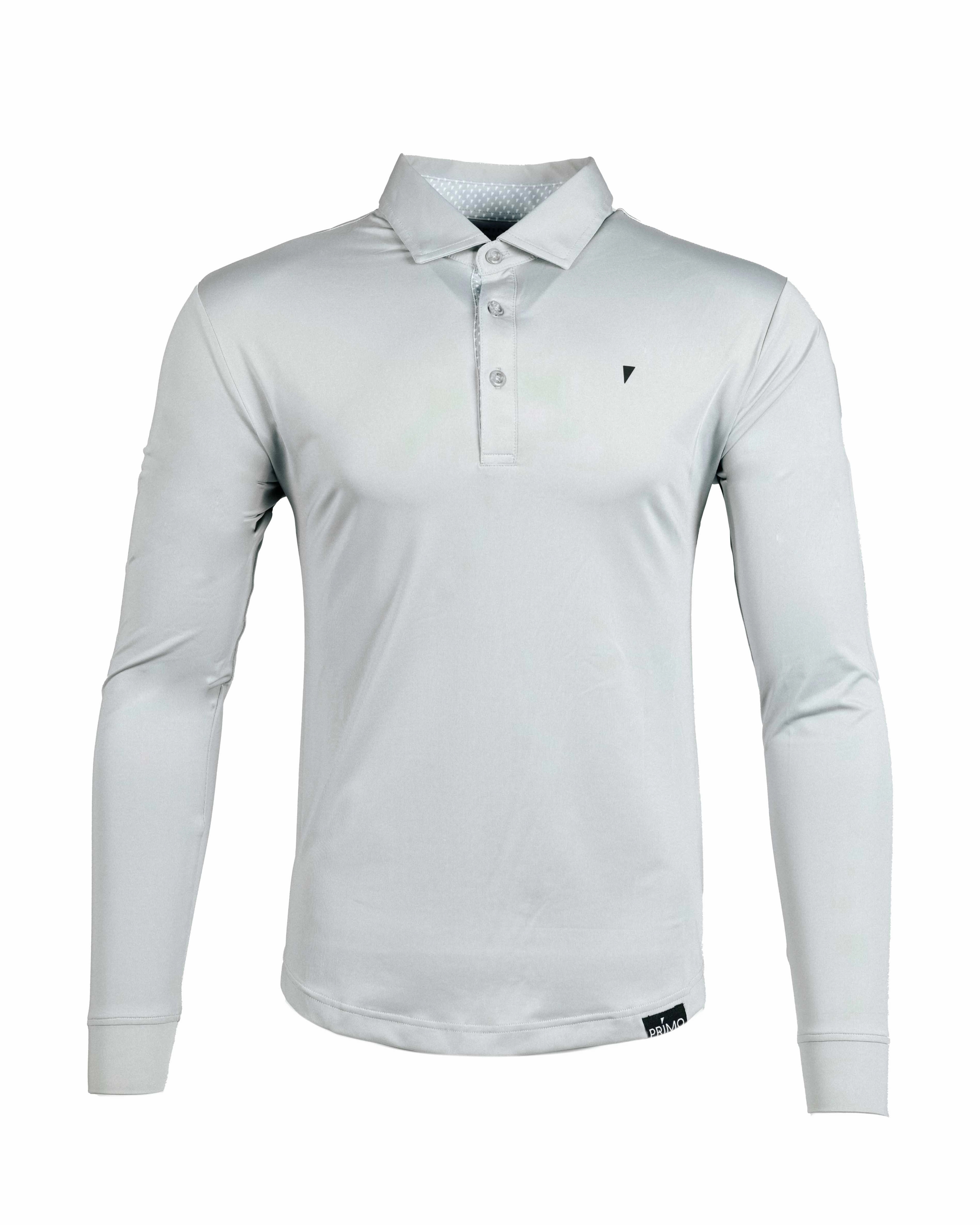 Light Gray Long Sleeve Classic Polo Tagless Comfort