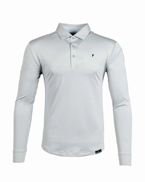Light Gray Long Sleeve Classic Polo Tagless Comfort