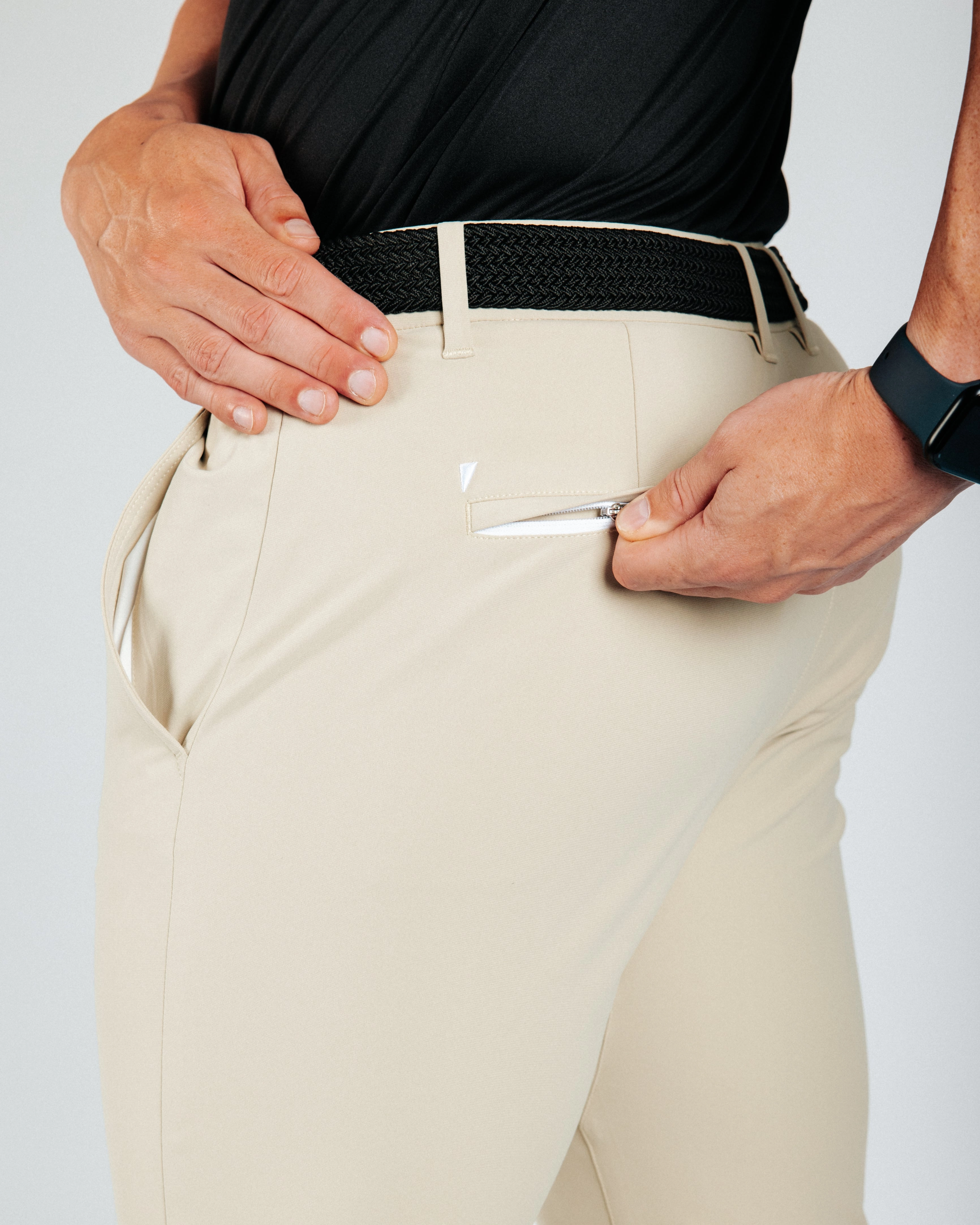 Light Khaki Traditional Pants CompressionSupport All Day Comfort Fit