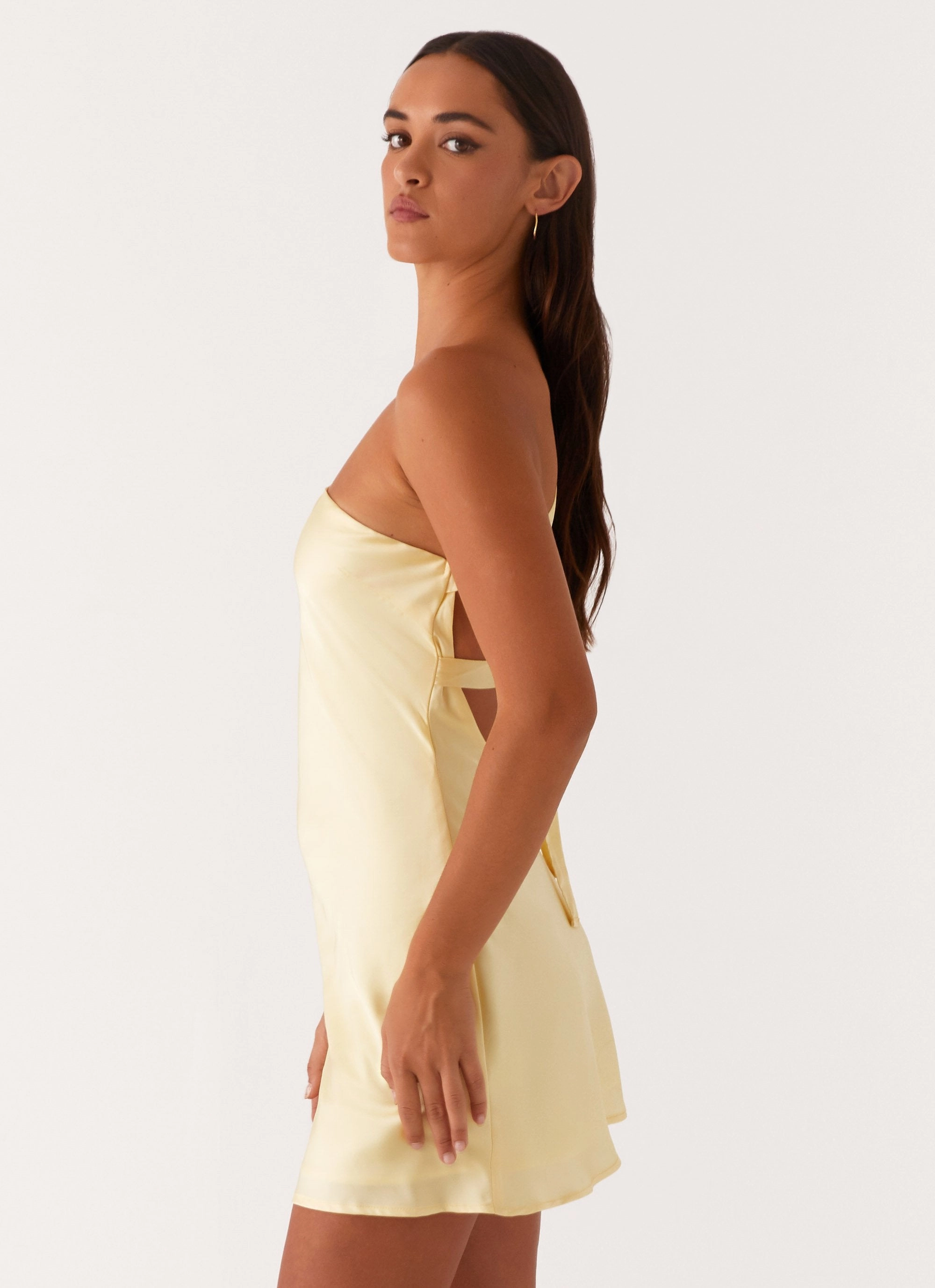 Lights Out Mini Dress - Yellow Pleated design