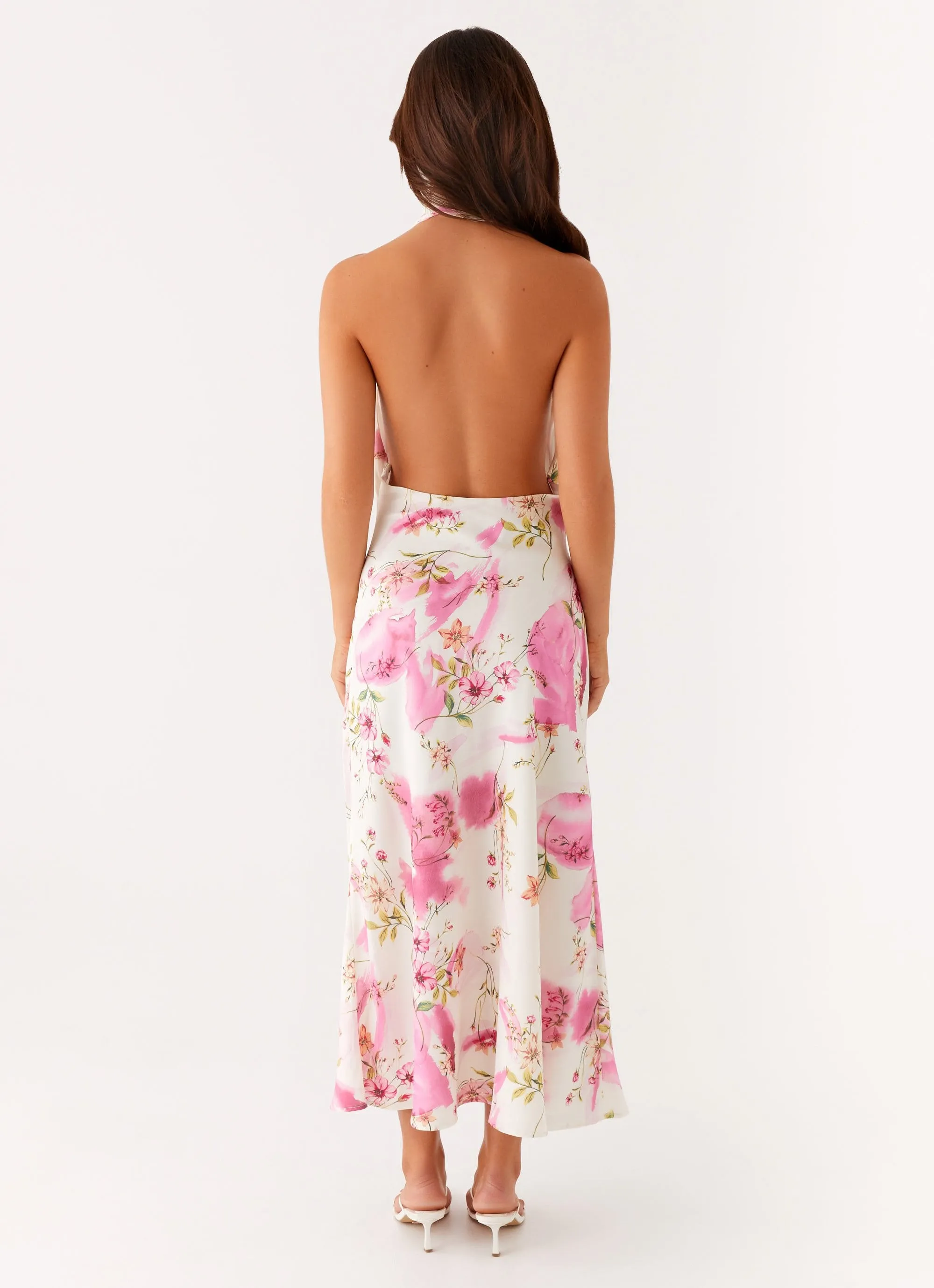 Draped Layer Anti-Static-Finish Jensen Midi Dress - Ivory Floral Print