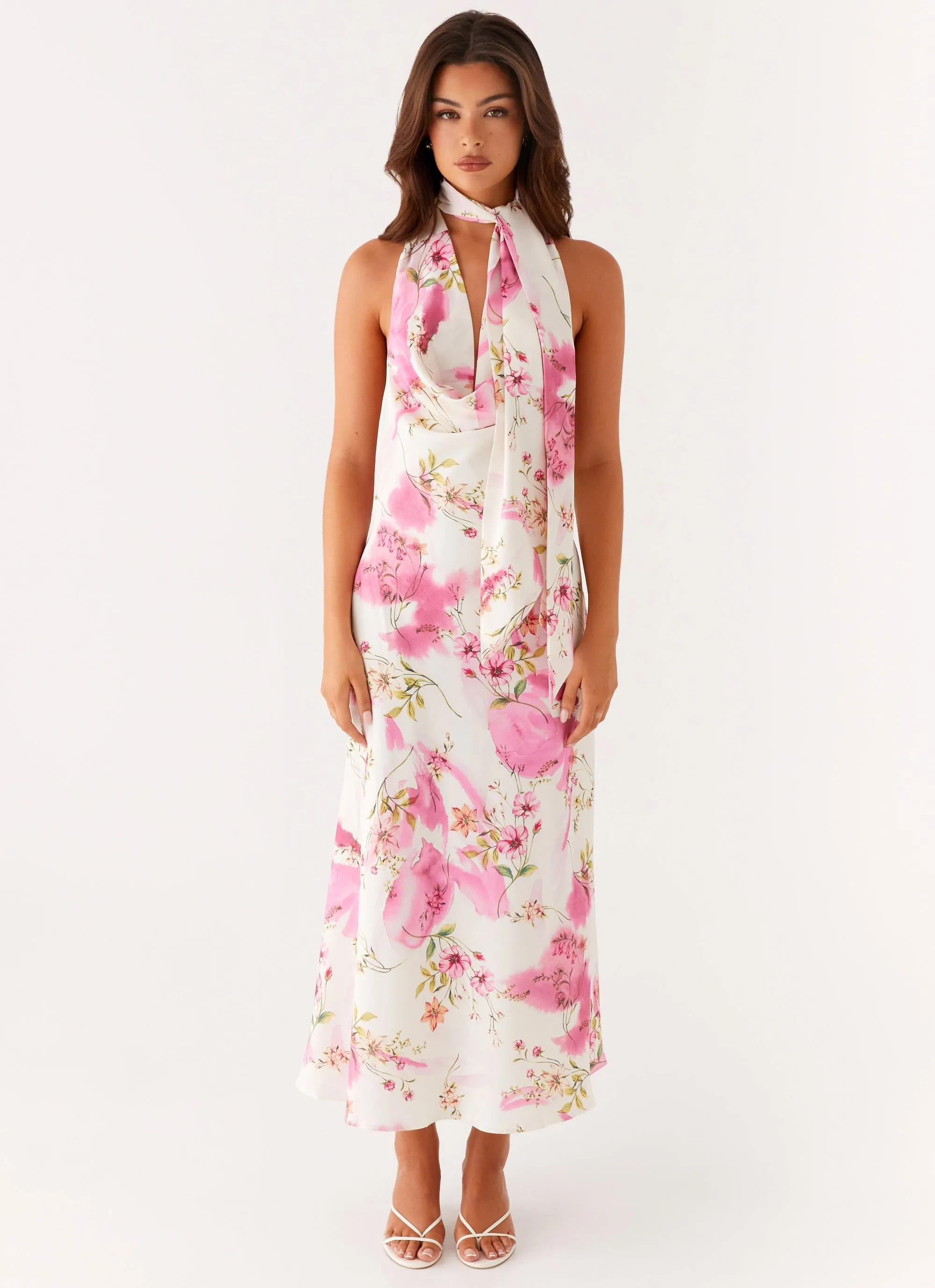 Jensen Midi Dress - Ivory Floral Print Soft fabric piece