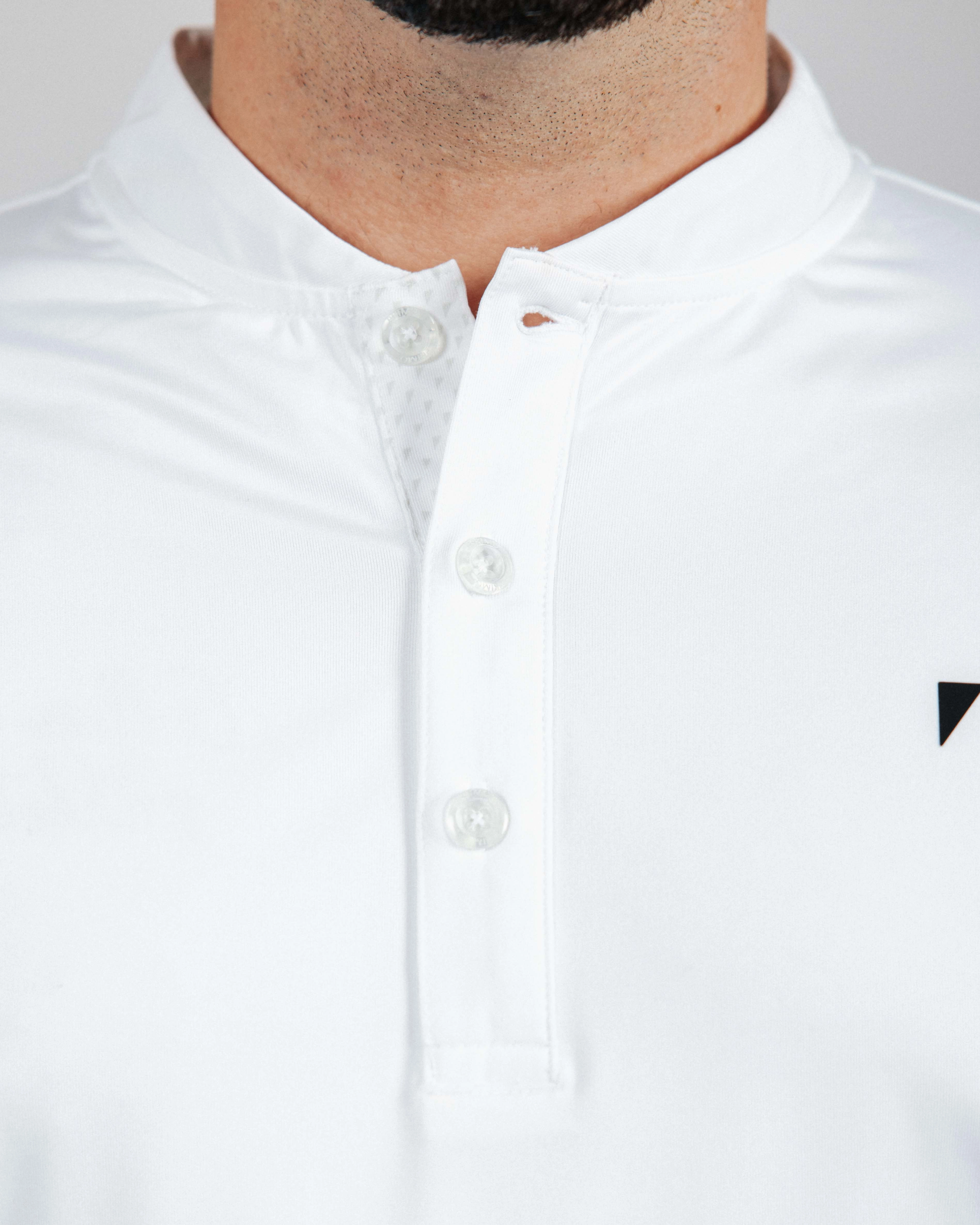 White Long Sleeve Blade Polo Structured Shoulder