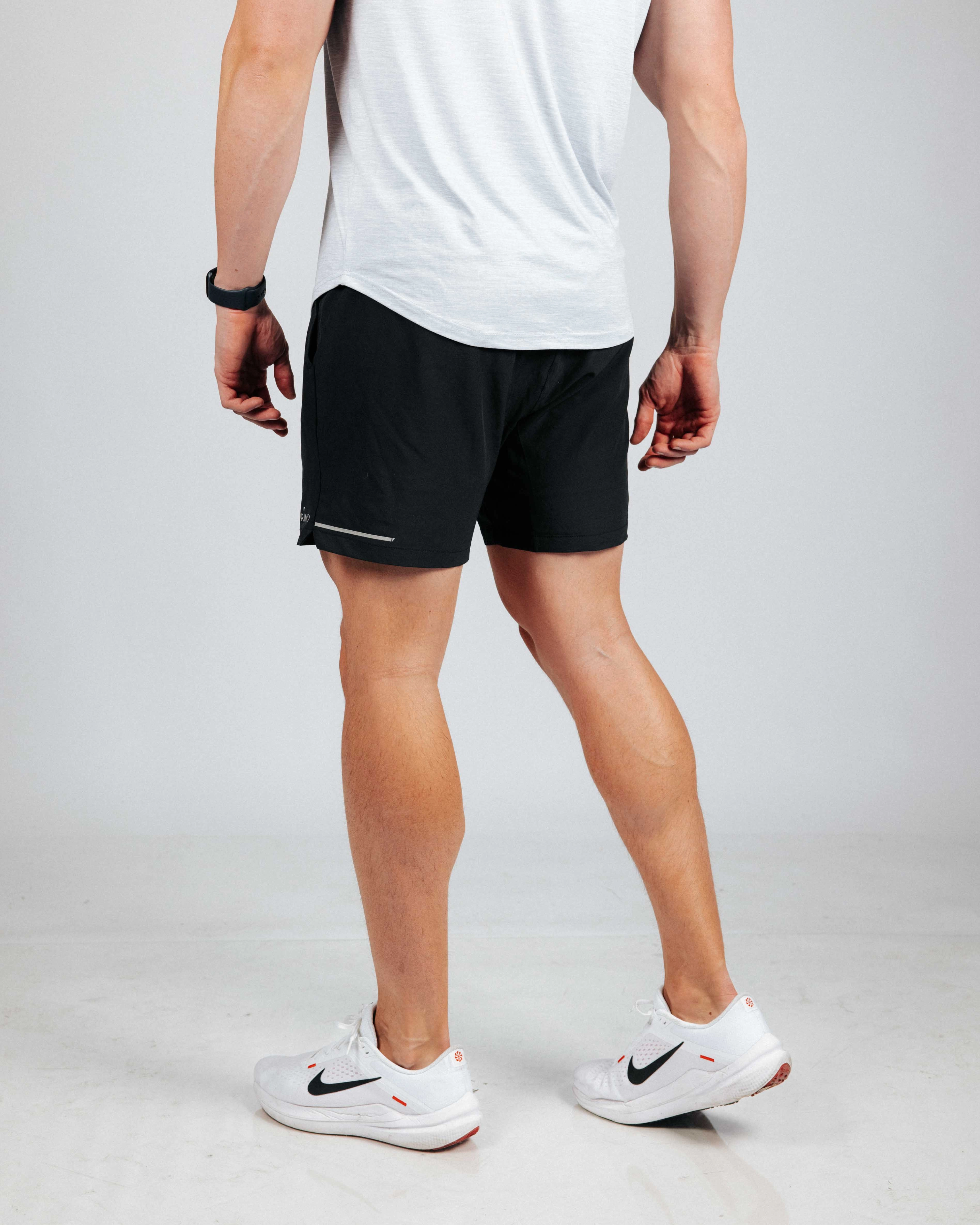 Ripstop Texture Comfortable Stretch Men's Black Active Shorts