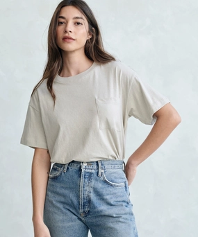 Layered Collar Structure Vintage Pocket Tee