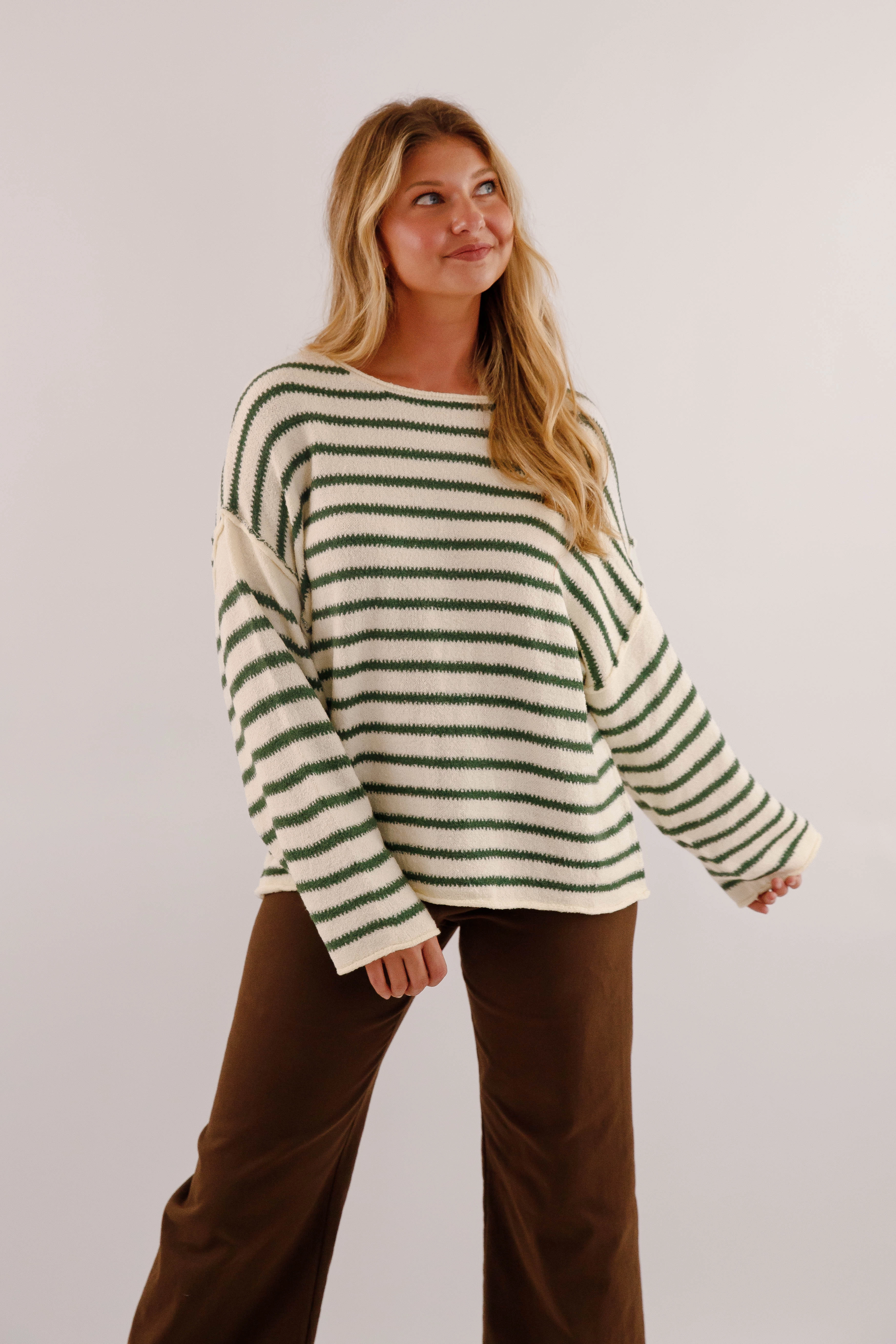 Better Perspective Sweater-Green Flatlock Stitching Technique