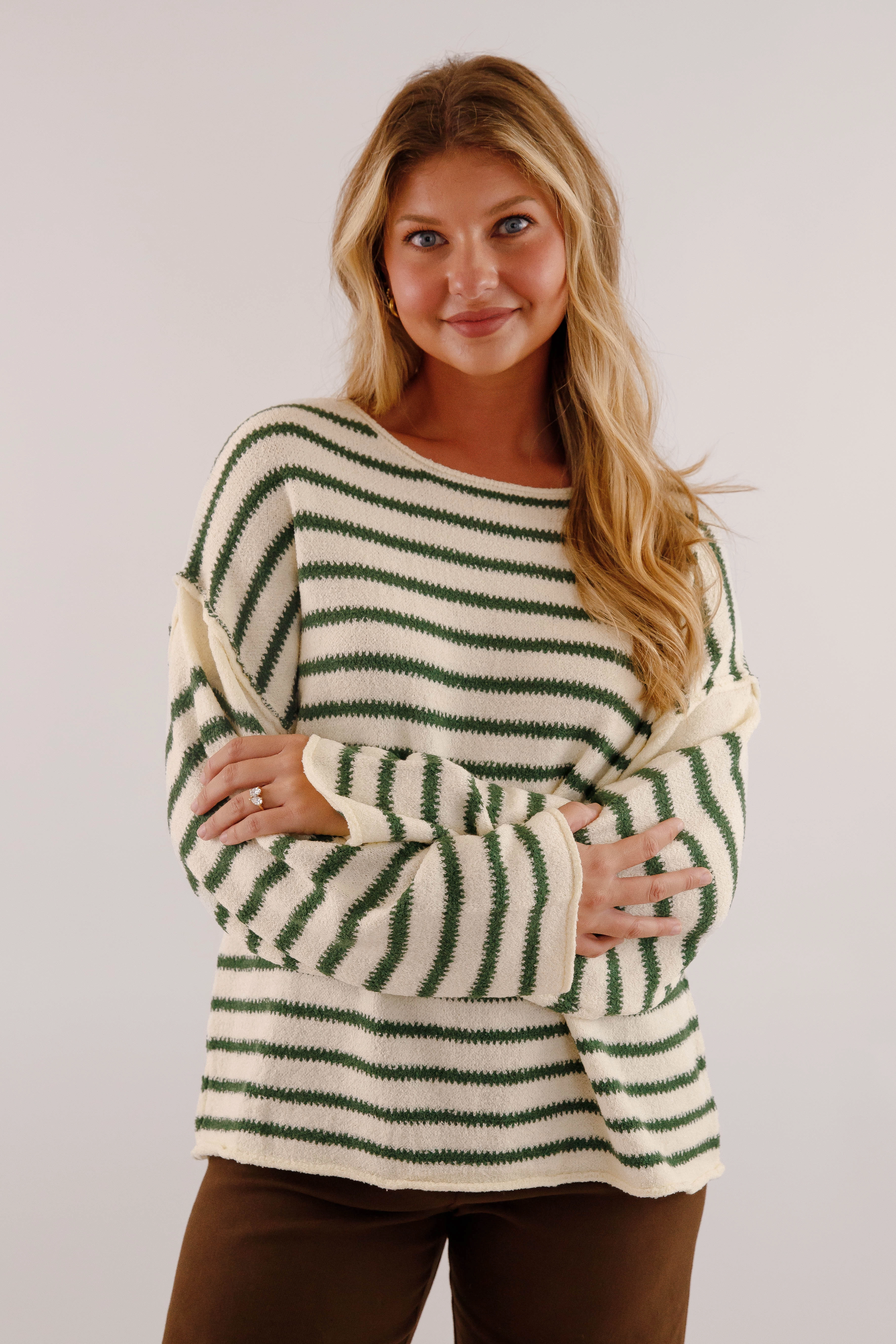 Better Perspective Sweater-Green Interlock Stitching