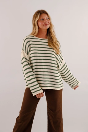 Better Perspective Sweater-Green Flatlock Stitching Technique