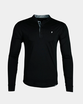 NonIrritating BreathableBackVents Black Long Sleeve Blade Polo