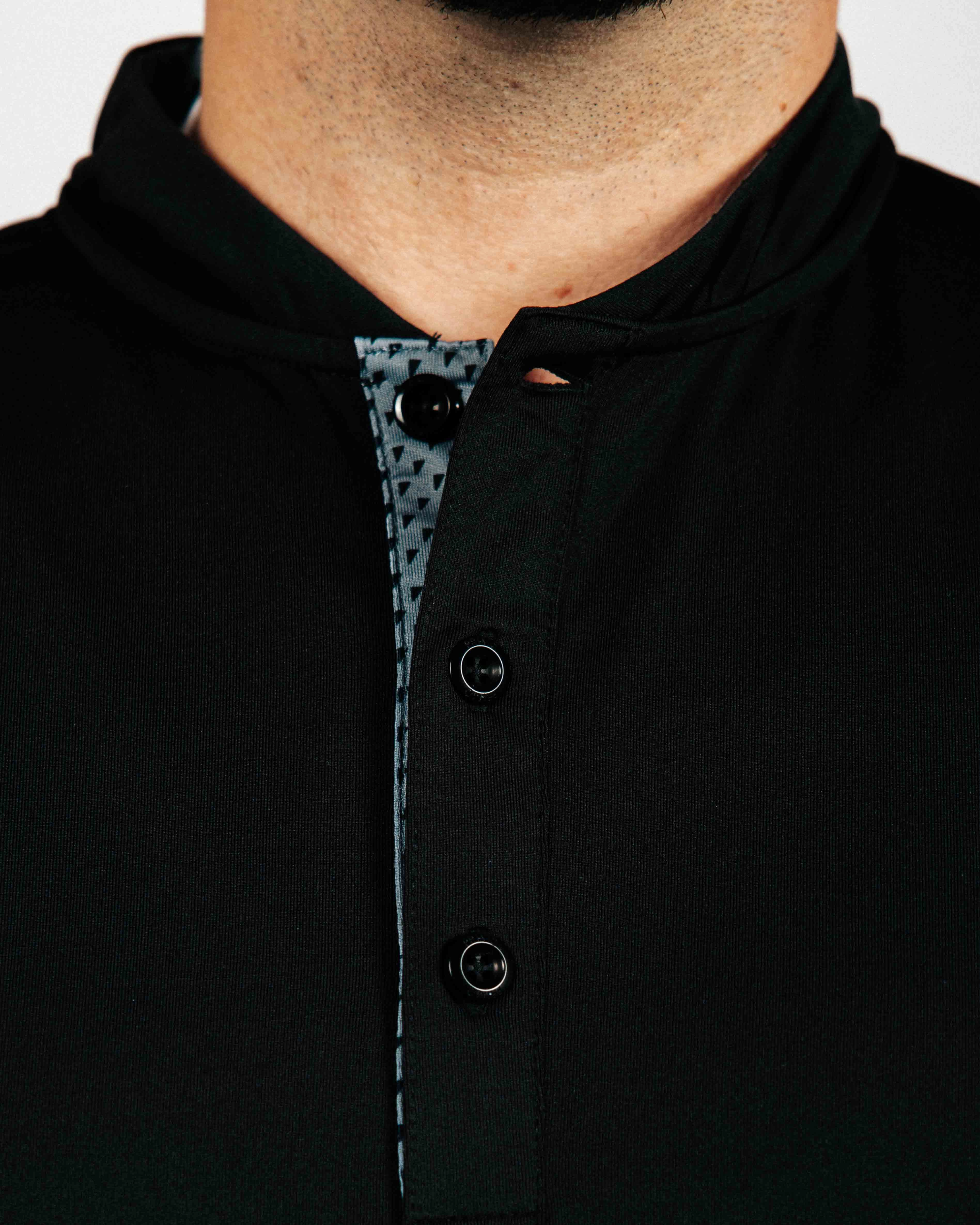 Reinforced Stitching AntiPillTreatment Black Long Sleeve Blade Polo