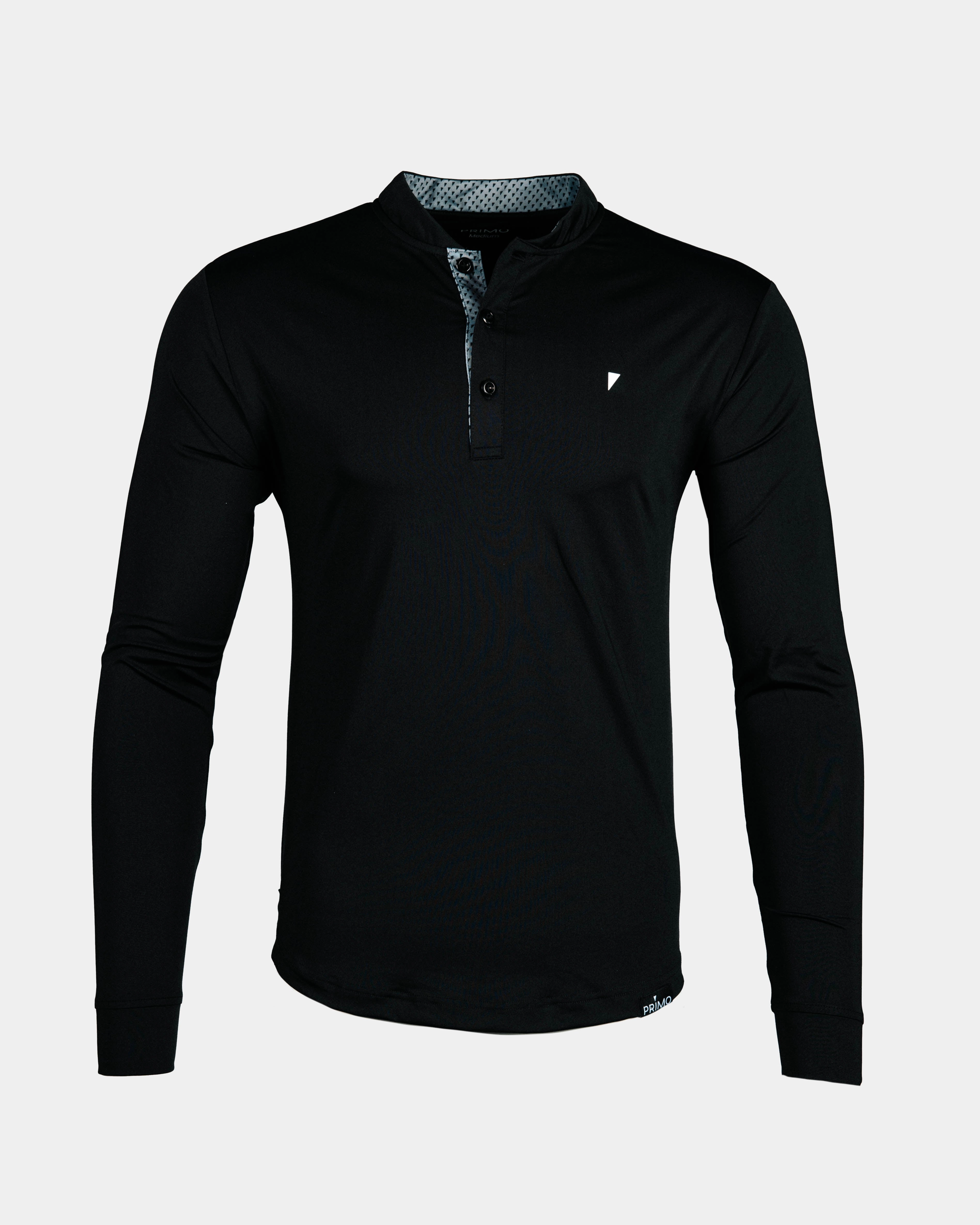 NonIrritating BreathableBackVents Black Long Sleeve Blade Polo