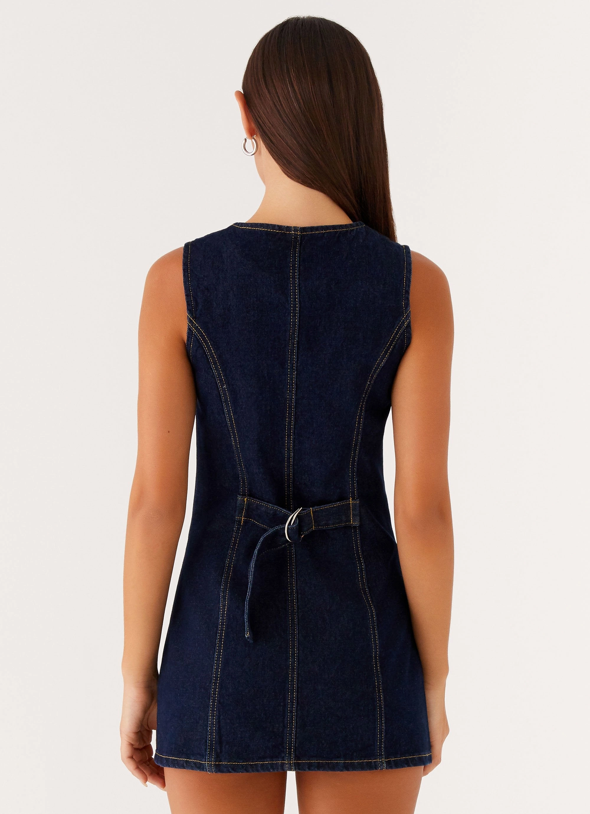 Nature Bloom Neutral-Shade Dolton Mini Dress - Indigo