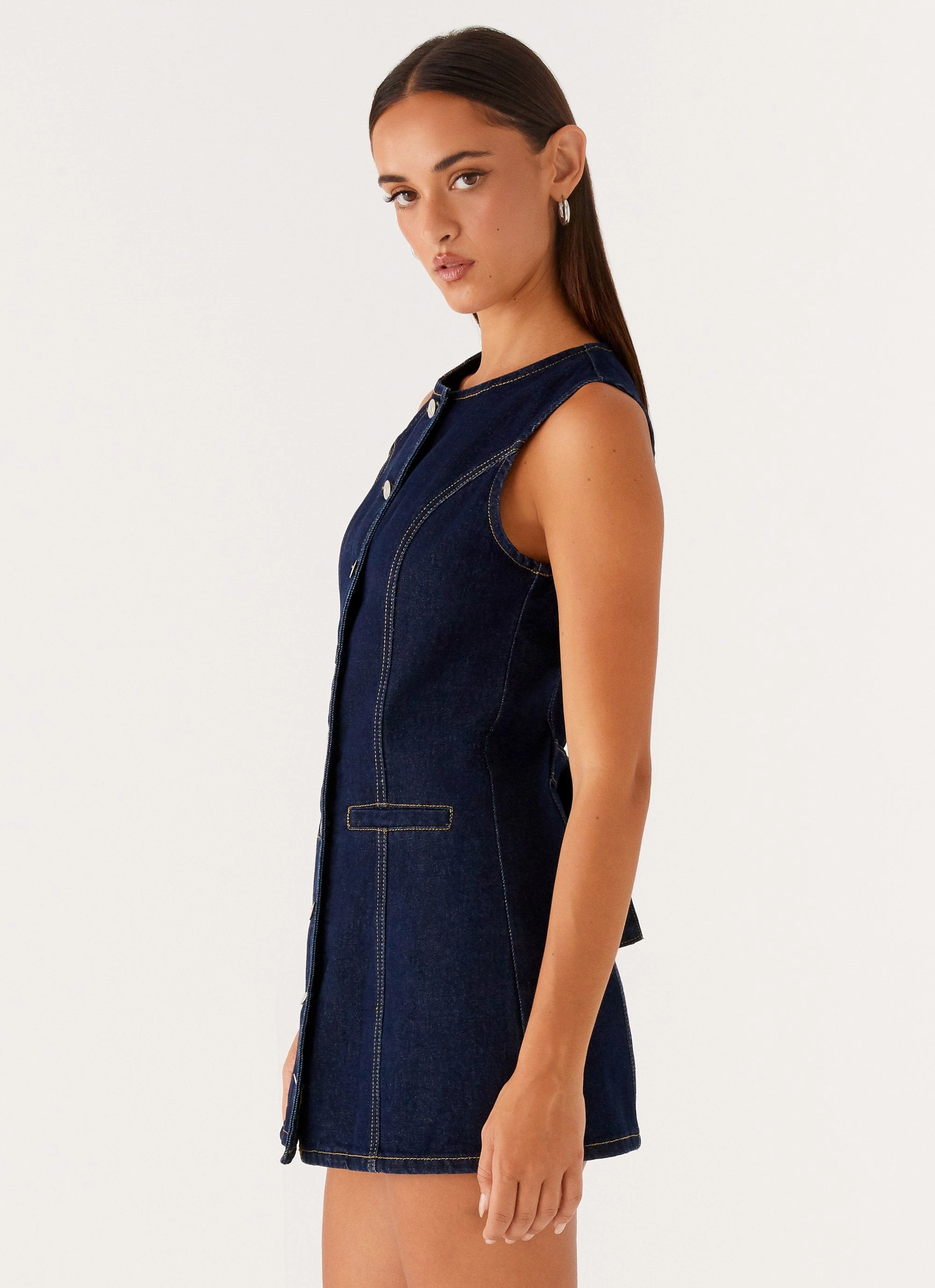 Flowing Texture Stylish Look Dolton Mini Dress - Indigo