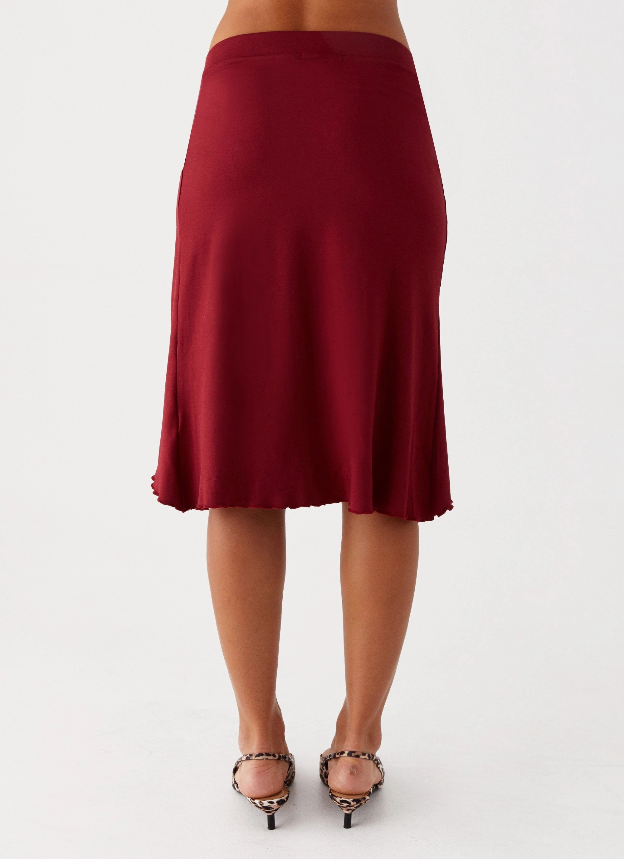 Versatile Waist Shes A Lady Midi Skirt - Red
