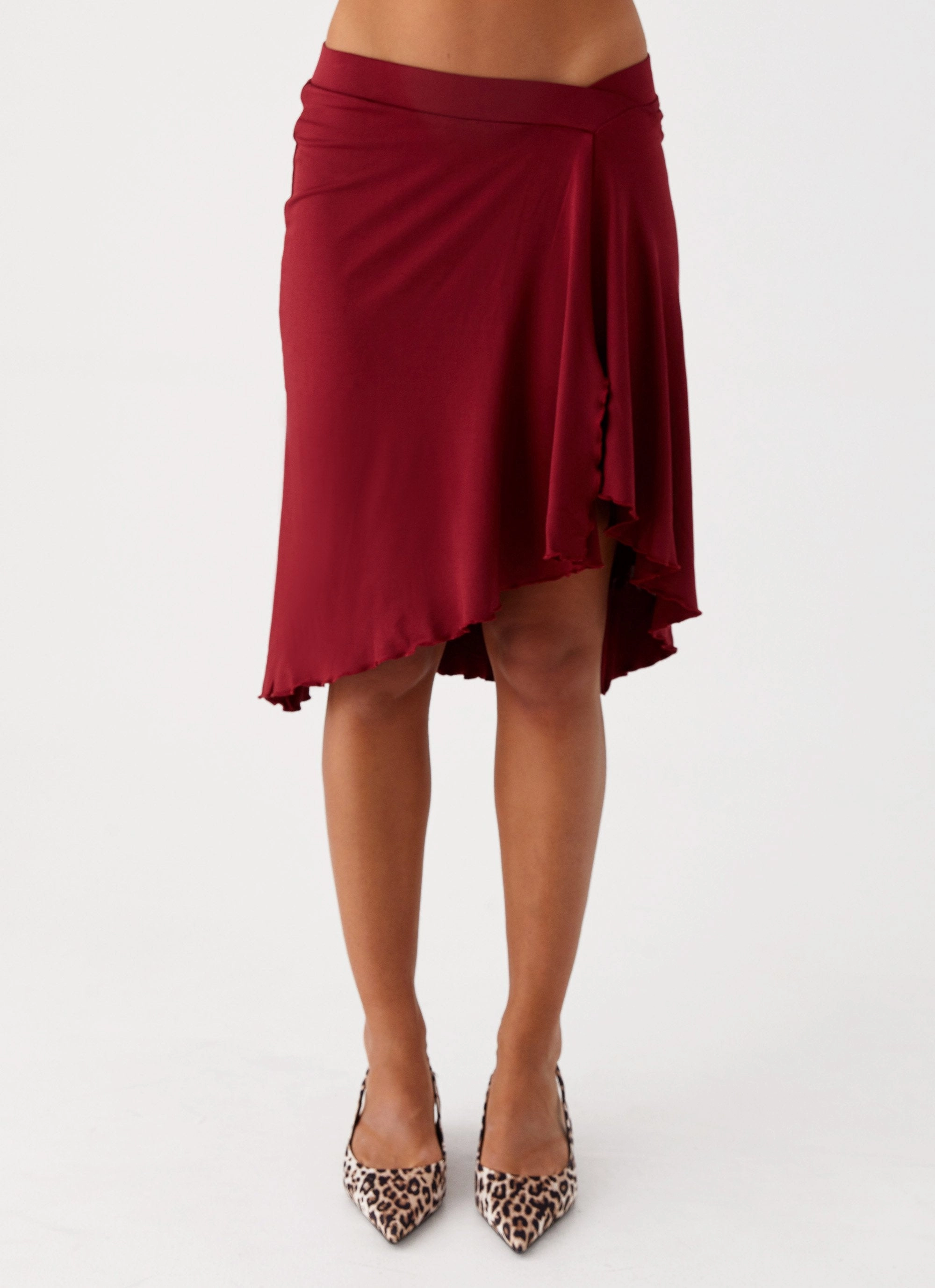 Shes A Lady Midi Skirt - Red Chic Fit Professional Wear