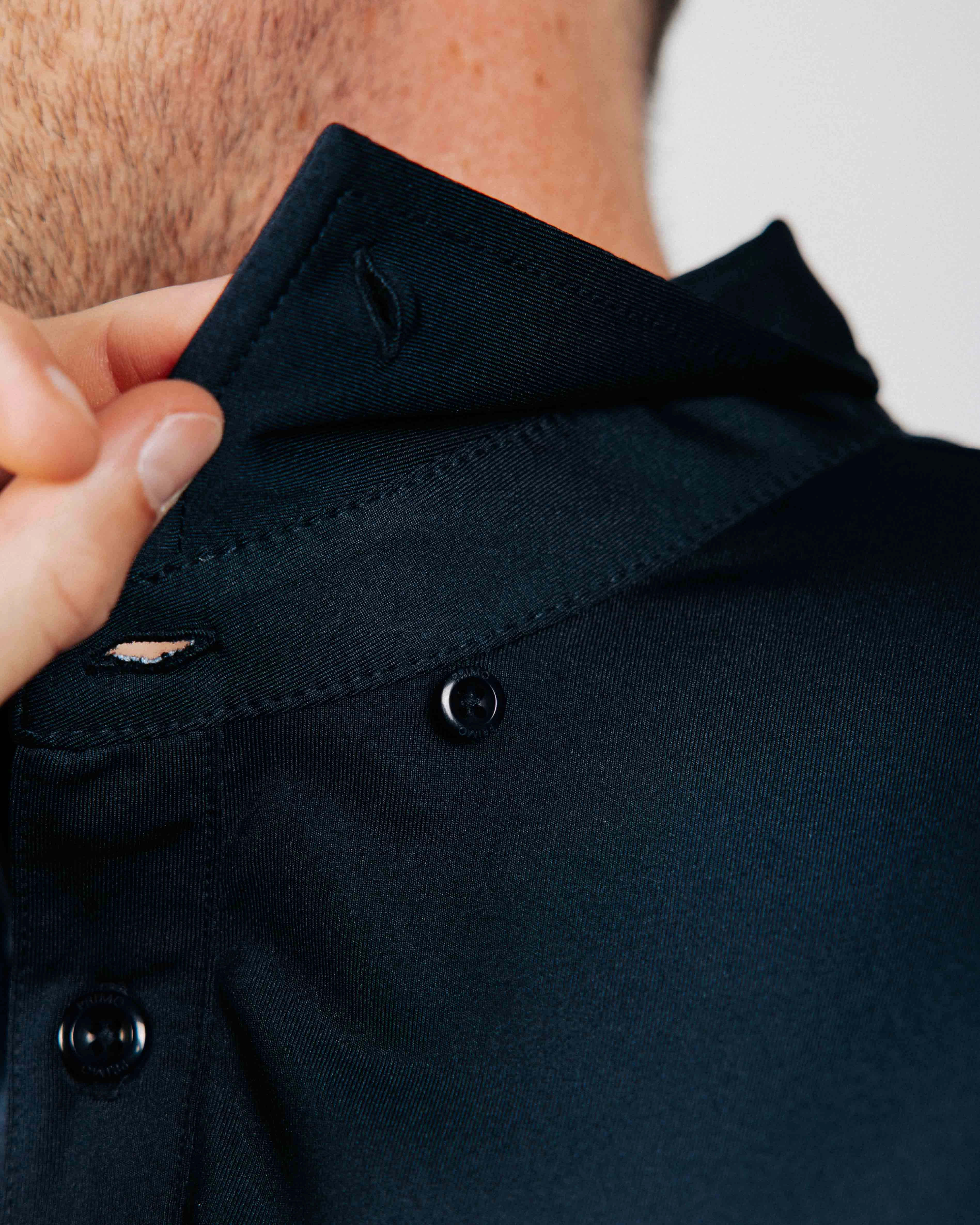 Stretch Knit Fabric Airflow Weave Pattern Navy Classic Polo