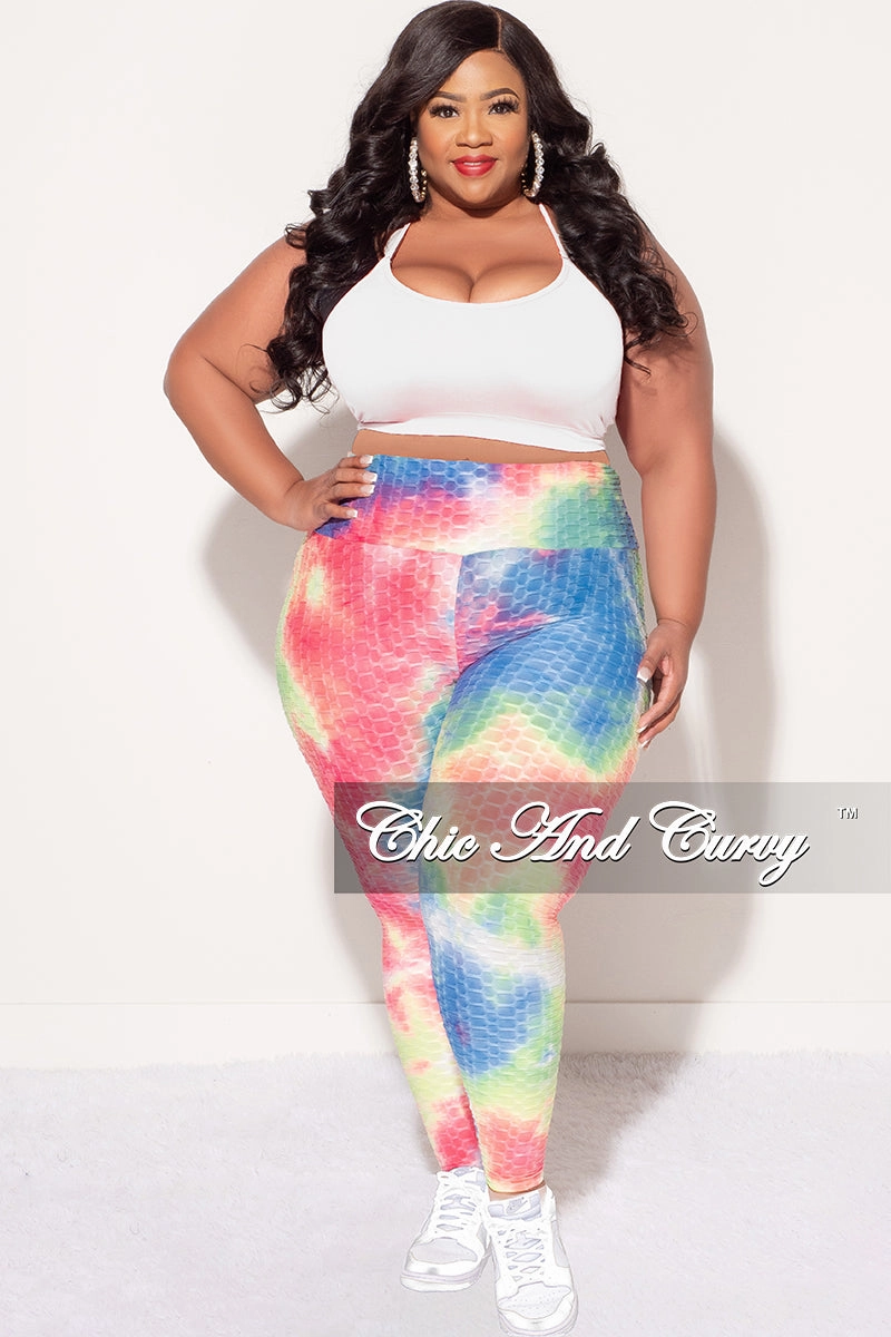 ReflectiveTrim Abrasion Resistant Fabric Final Sale Plus Size Honey Comb Leggings in Pink, Blue, Neon Green Tie Dye (Pants Only)