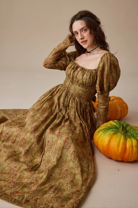 ButtonFront Wear Resistant Fabric Paisley 11 | Elegant Floral Linen Dress