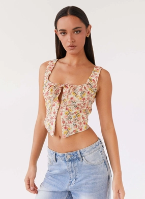 Easy Wear Two Tone Weave Take Me Away Corset Top - Garden Party
