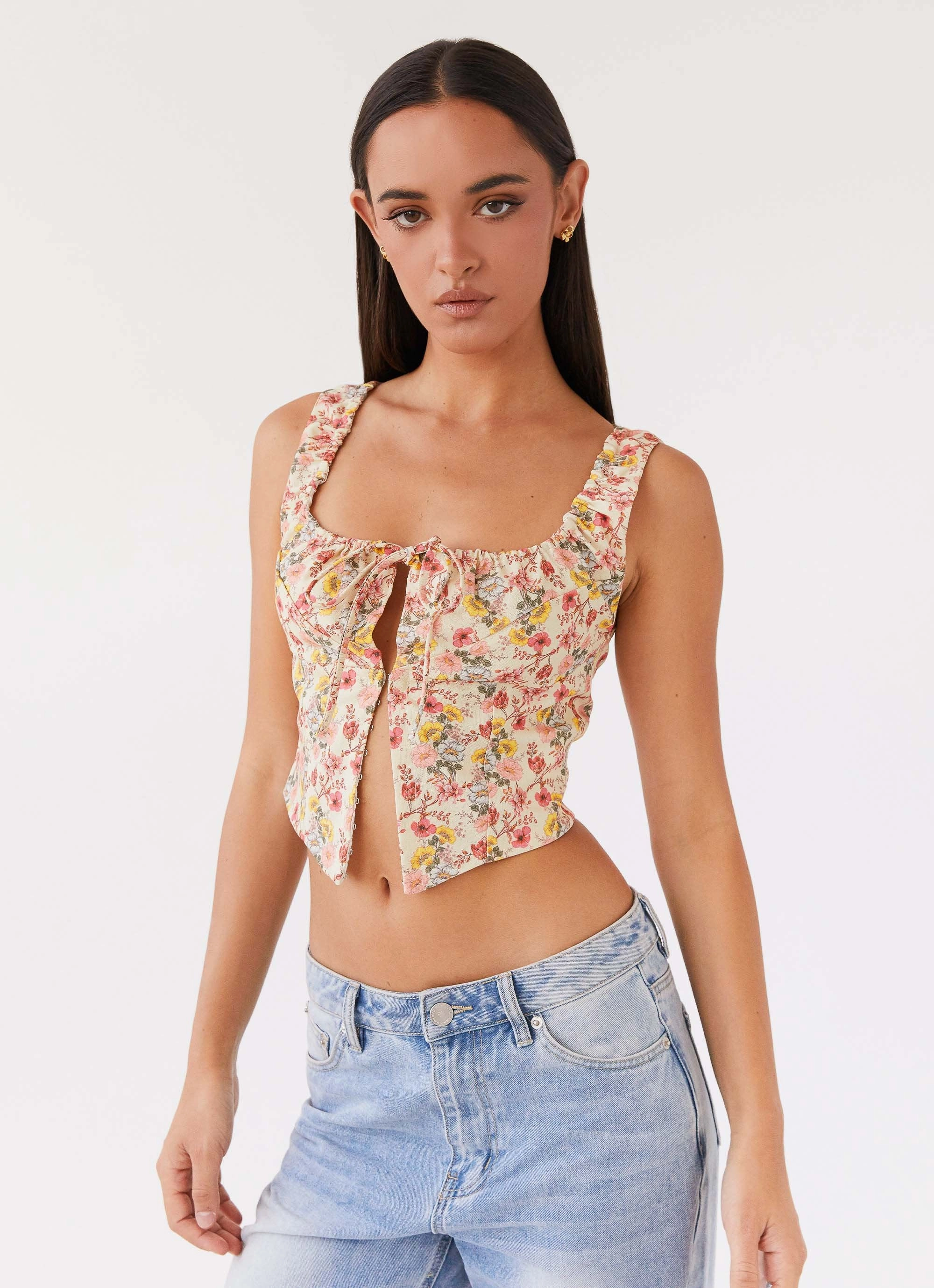 Easy Wear Two Tone Weave Take Me Away Corset Top - Garden Party