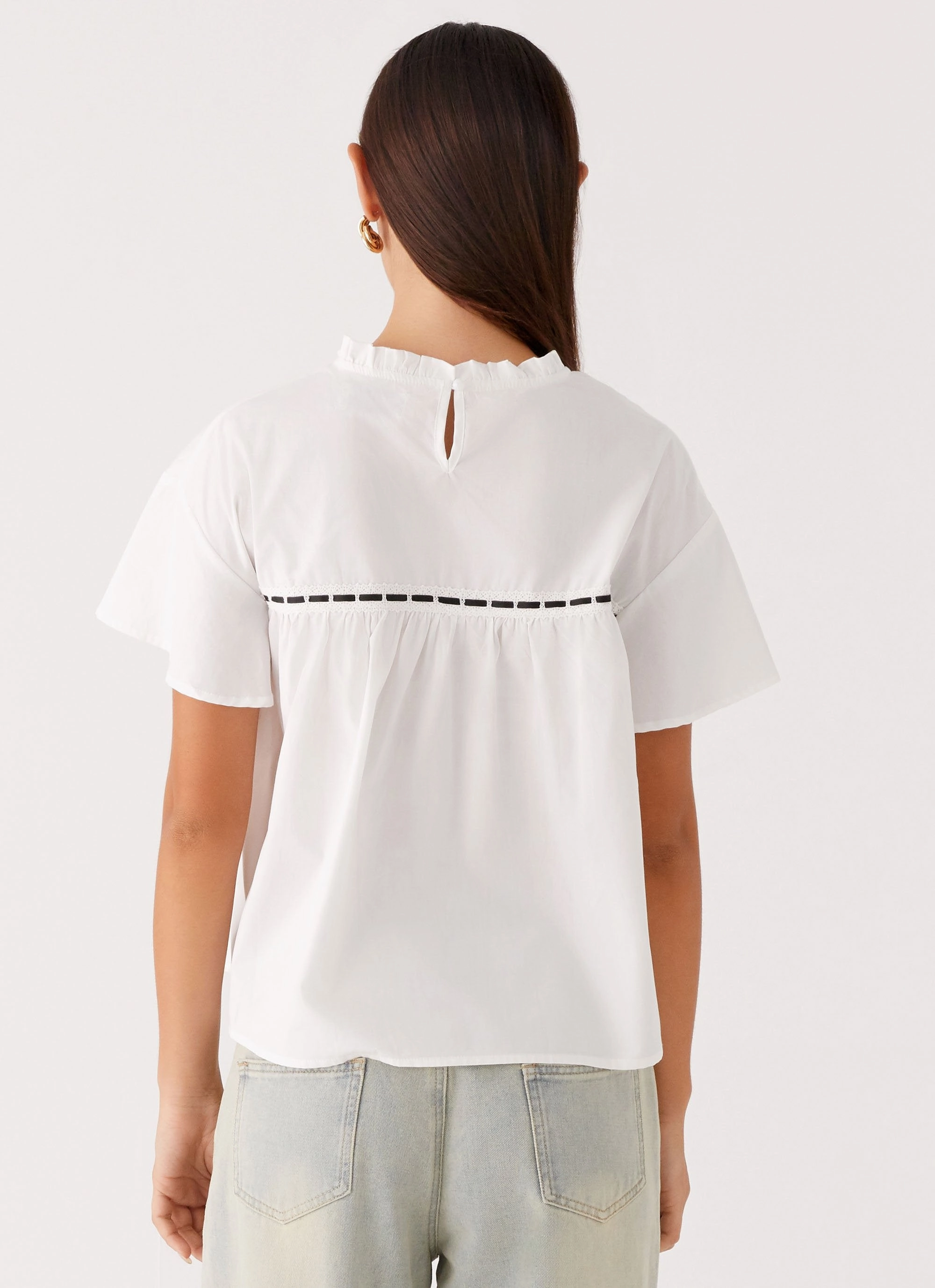 Lila Babydoll Top - White Noise Reducing Fabric Treatment Wrinkle Resistant Weave